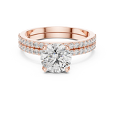 10K White Gold 2.0 CT Round Lab Grown Diamond Solitaire Pave Engagement Ring