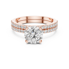 10K White Gold 2.0 CT Round Lab Grown Diamond Solitaire Pave Engagement Ring