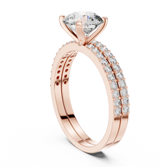 10K White Gold 2.0 CT Round Lab Grown Diamond Solitaire Pave Engagement Ring