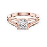 14K White Gold 2.0 CT Asscher Lab Grown Diamond Solitaire Engagement Ring