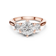 Round Lab Grown Diamond Three-Stone Engagement Ring