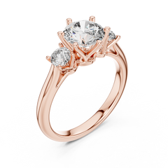 Round Lab Grown Diamond Three-Stone Engagement Ring