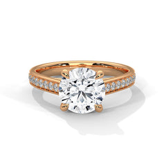 Round Lab Grown Diamond Solitaire Pave Engagement Ring