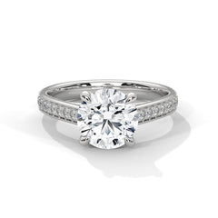 Round Lab Grown Diamond Solitaire Pave Engagement Ring
