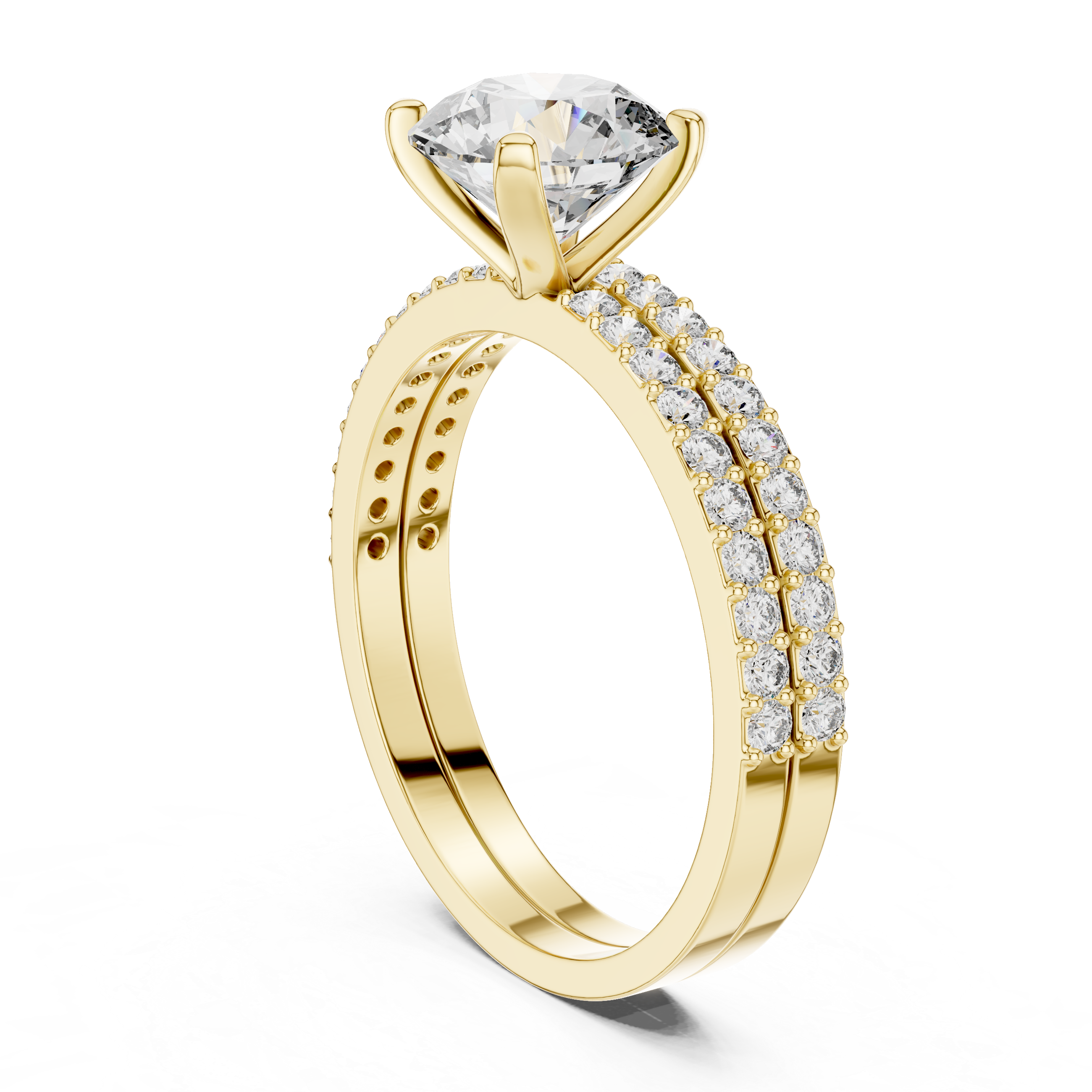 10K White Gold 2.0 CT Round Lab Grown Diamond Solitaire Pave Engagement Ring