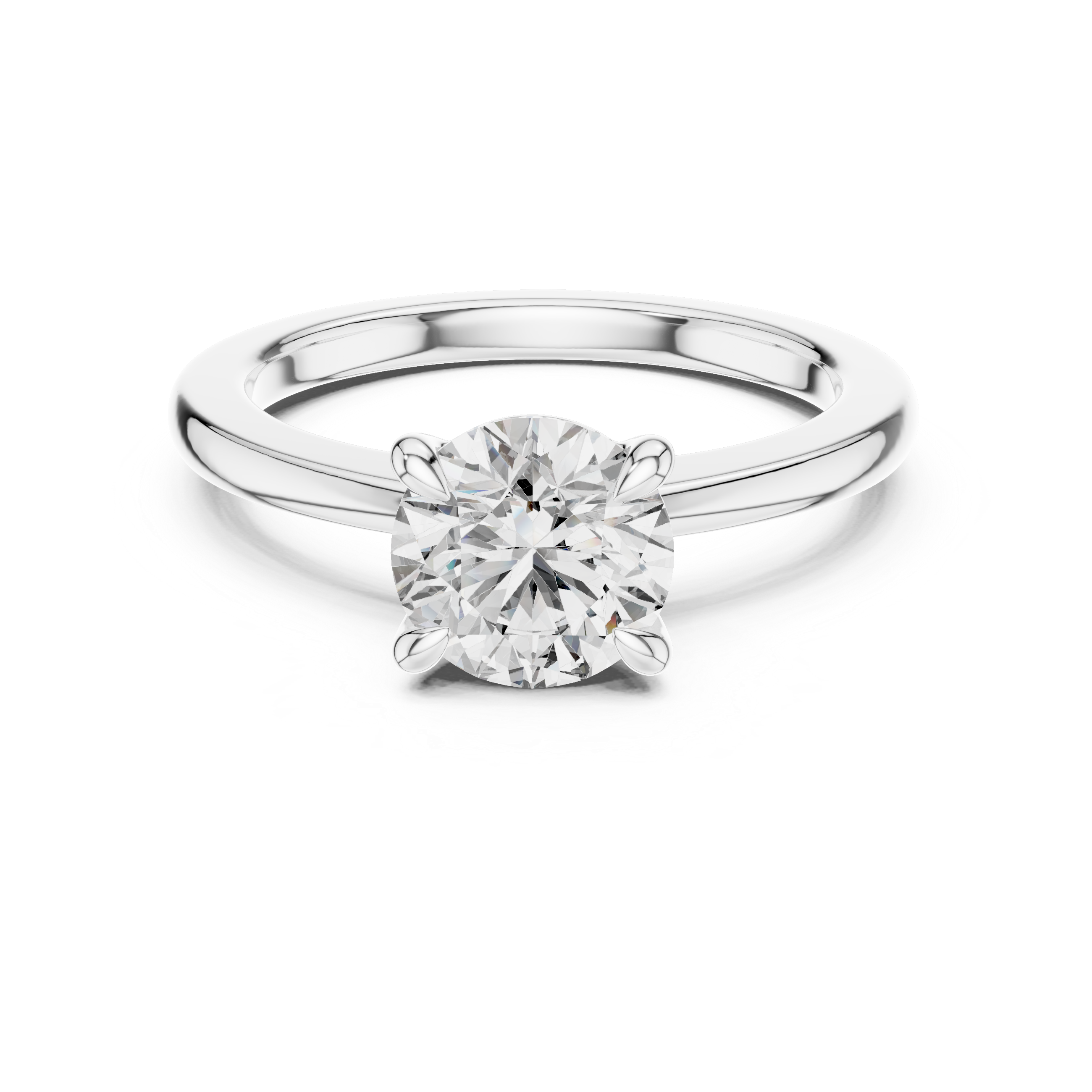 14K White Gold 2.0 CT Round Lab Grown Diamond Solitaire Engagement Ring