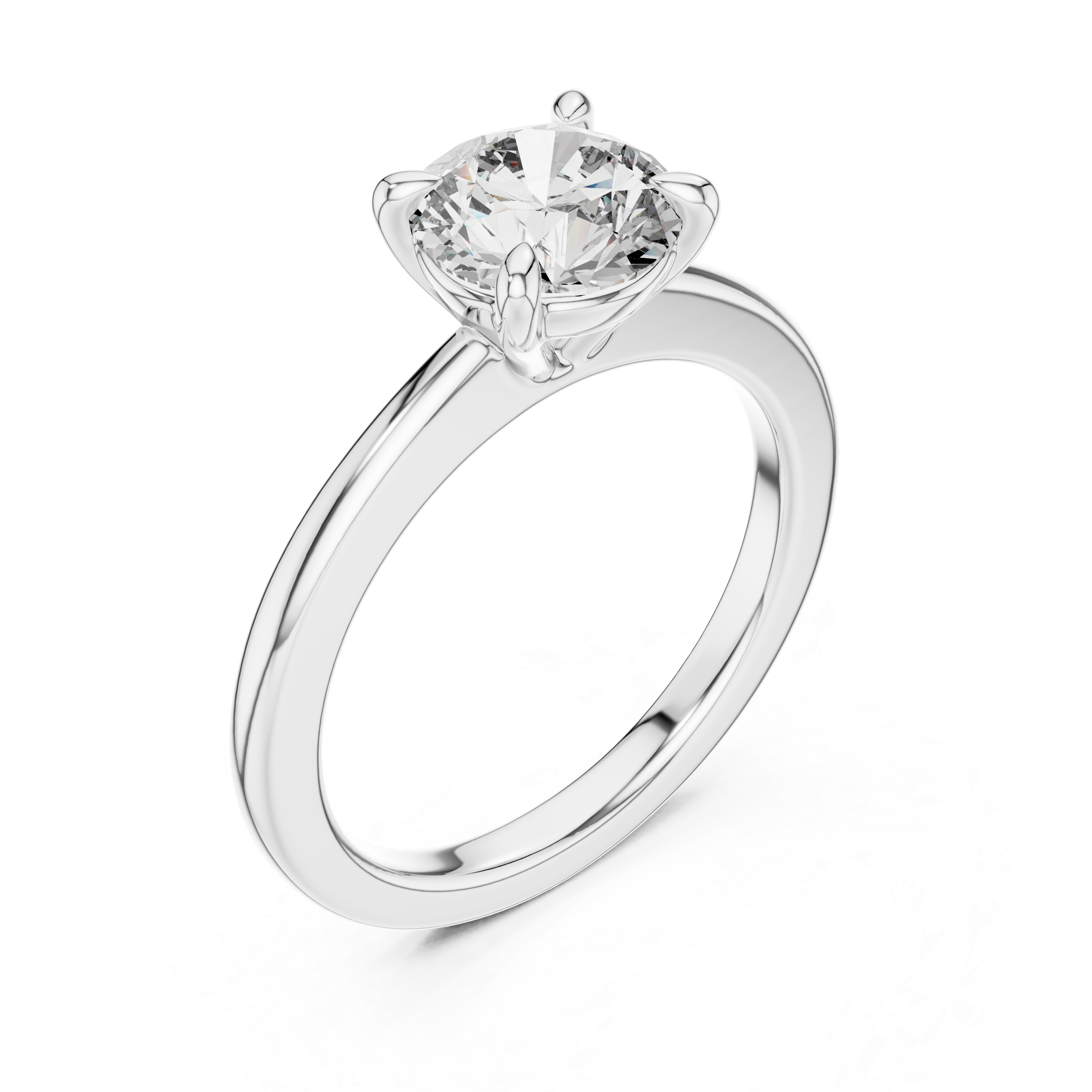 14K White Gold 2.0 CT Round Lab Grown Diamond Solitaire Engagement Ring