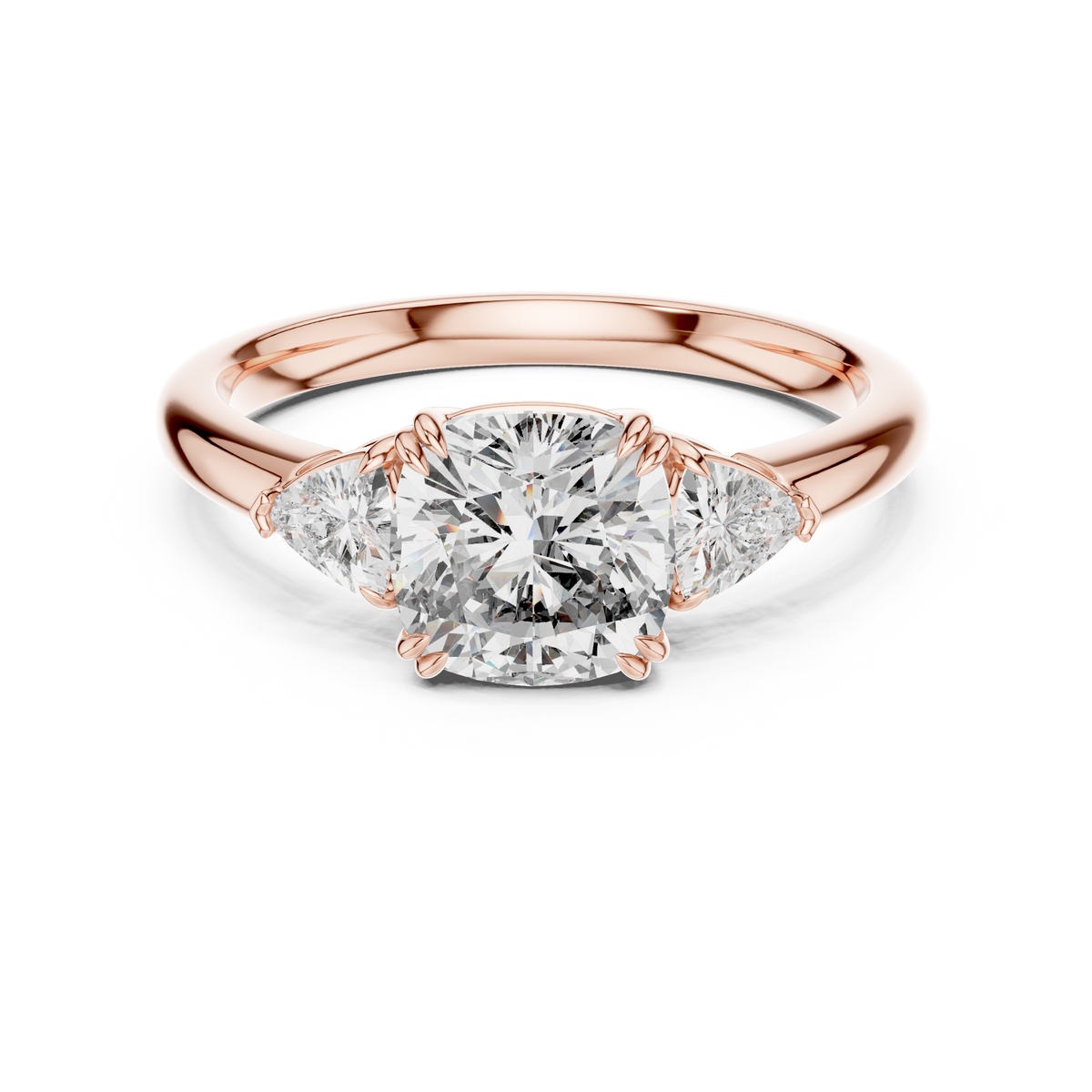 Cushion Lab Grown Diamond Three-Stone Engagement Ring