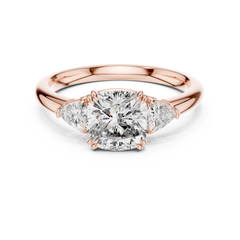 Round Lab Grown Diamond Three-Stone Engagement Ring