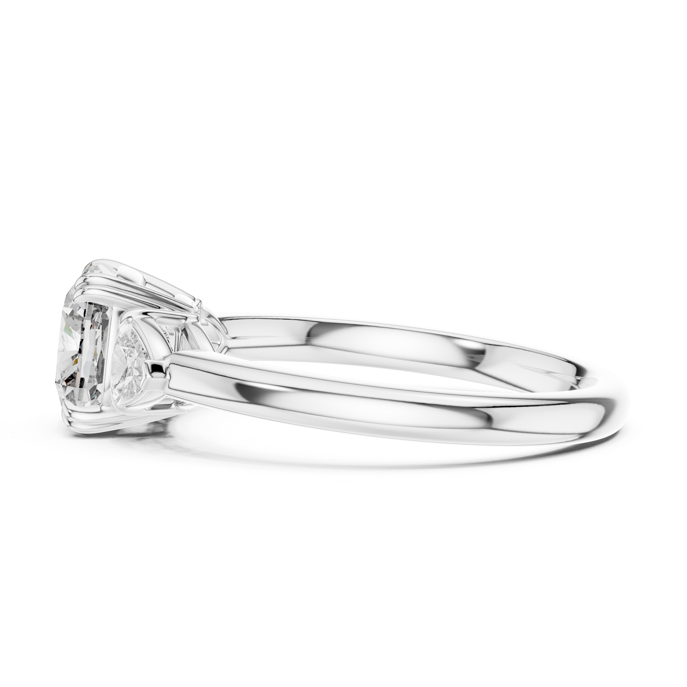 Round Lab Grown Diamond Three-Stone Engagement Ring