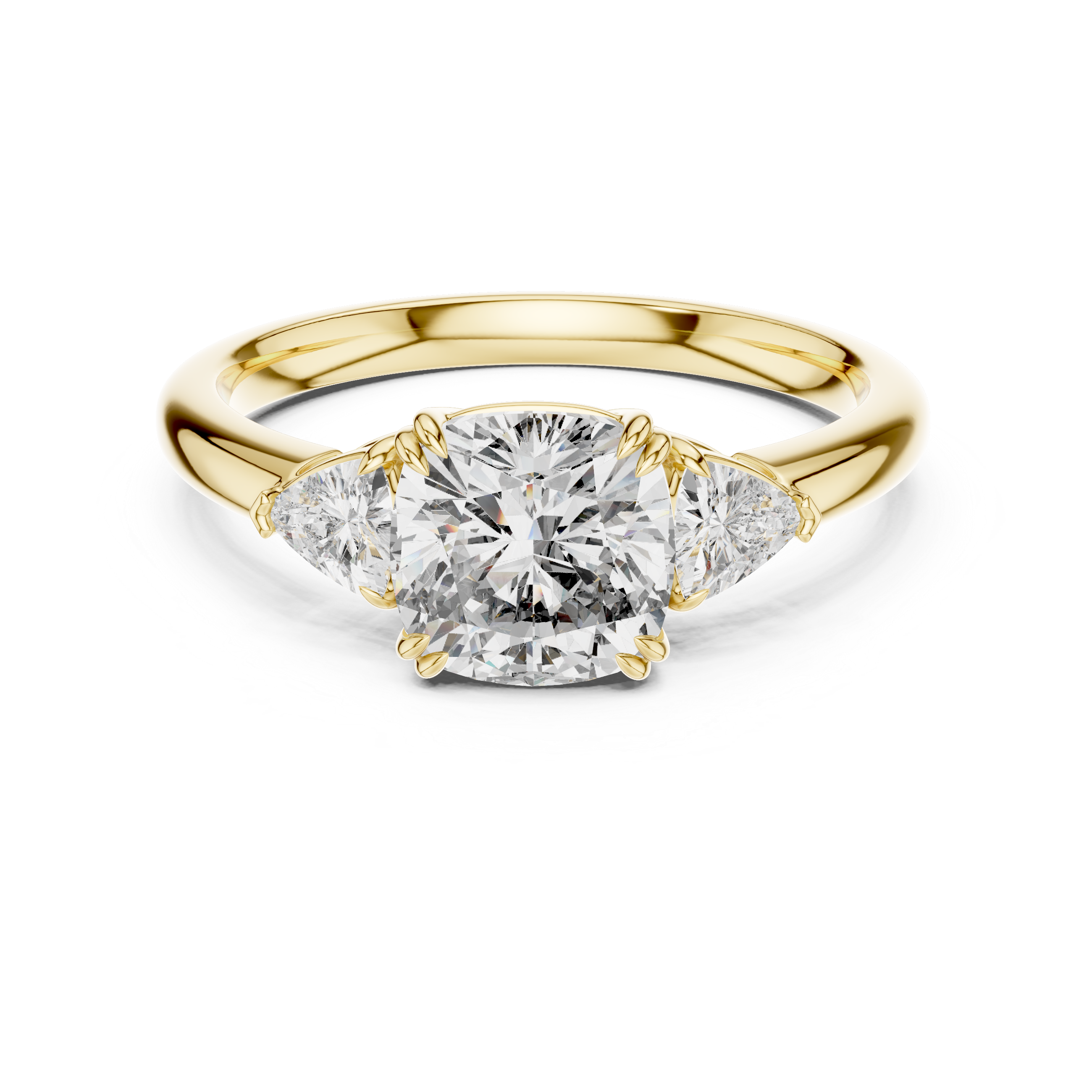Cushion Lab Grown Diamond Three-Stone Engagement Ring