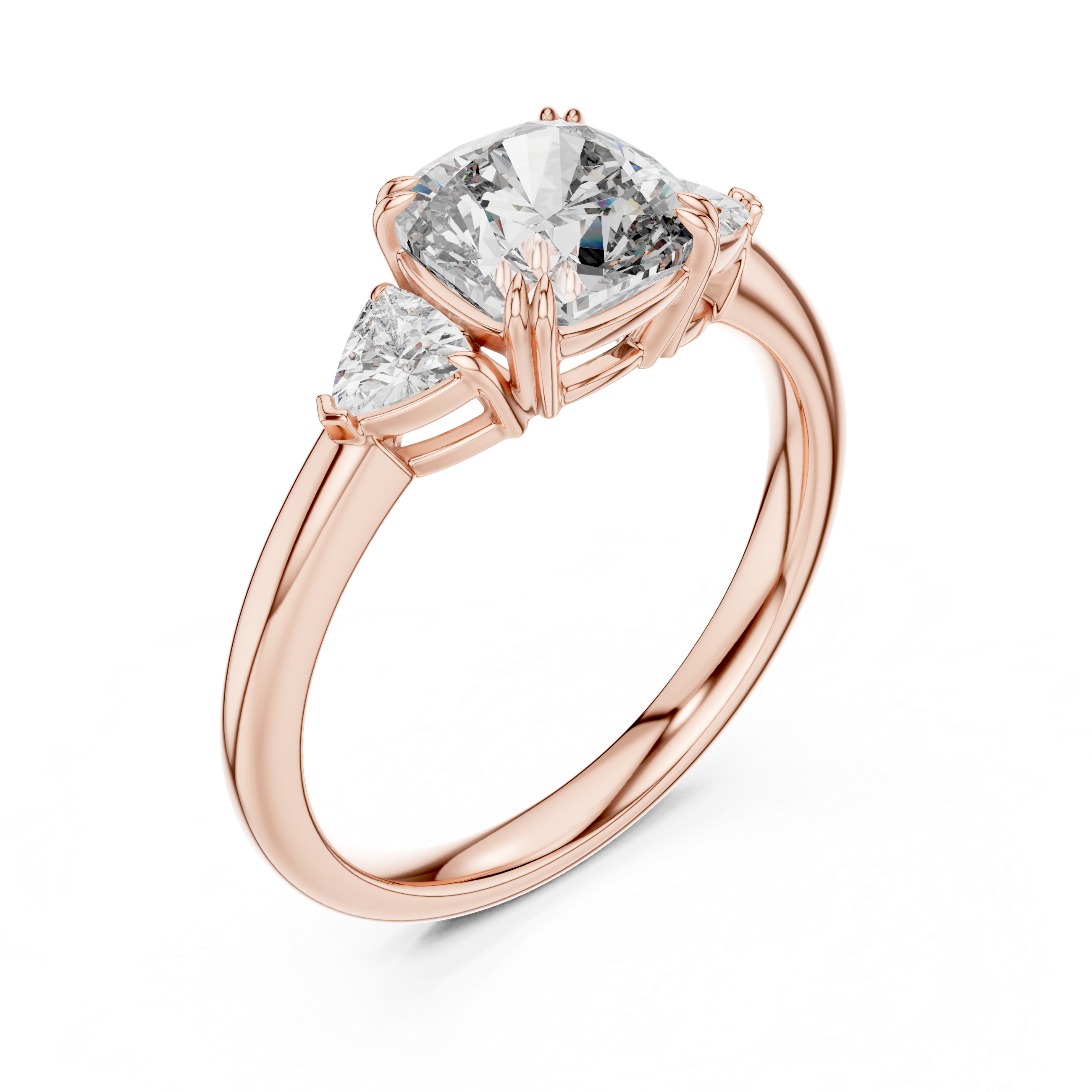 Cushion Lab Grown Diamond Three-Stone Engagement Ring
