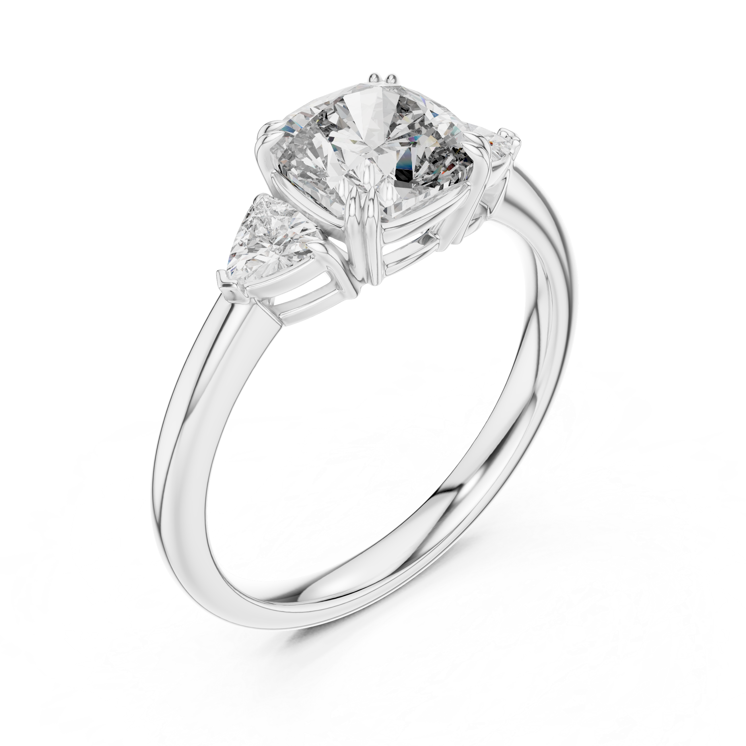Cushion Lab Grown Diamond Three-Stone Engagement Ring