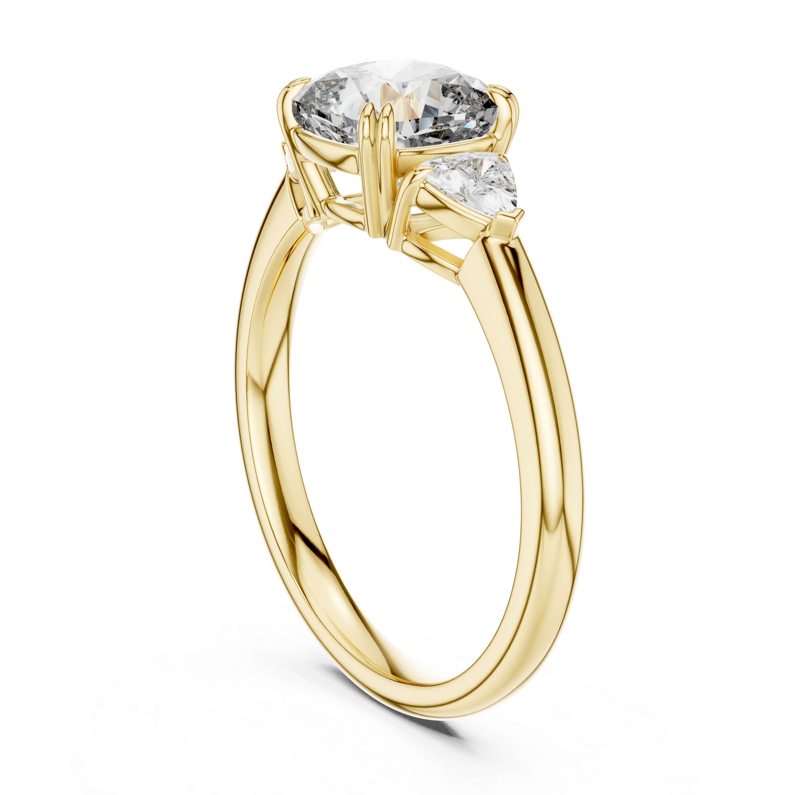 Round Lab Grown Diamond Three-Stone Engagement Ring