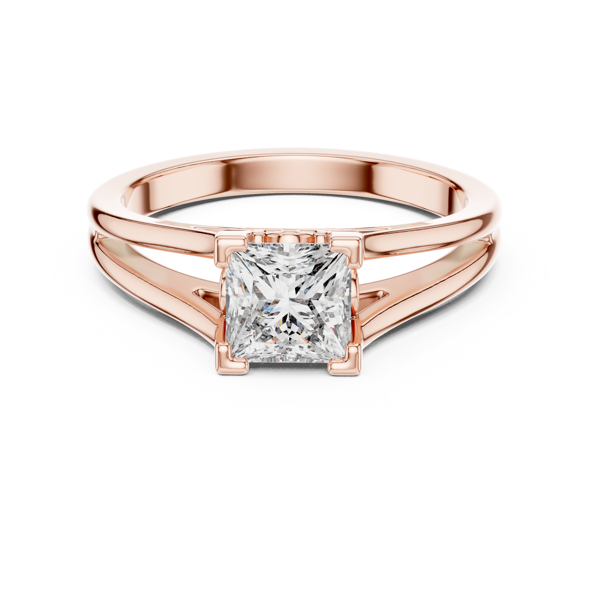 14K White Gold 2.0 CT Asscher Lab Grown Diamond Solitaire Engagement Ring