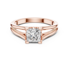 14K White Gold 2.0 CT Asscher Lab Grown Diamond Solitaire Engagement Ring