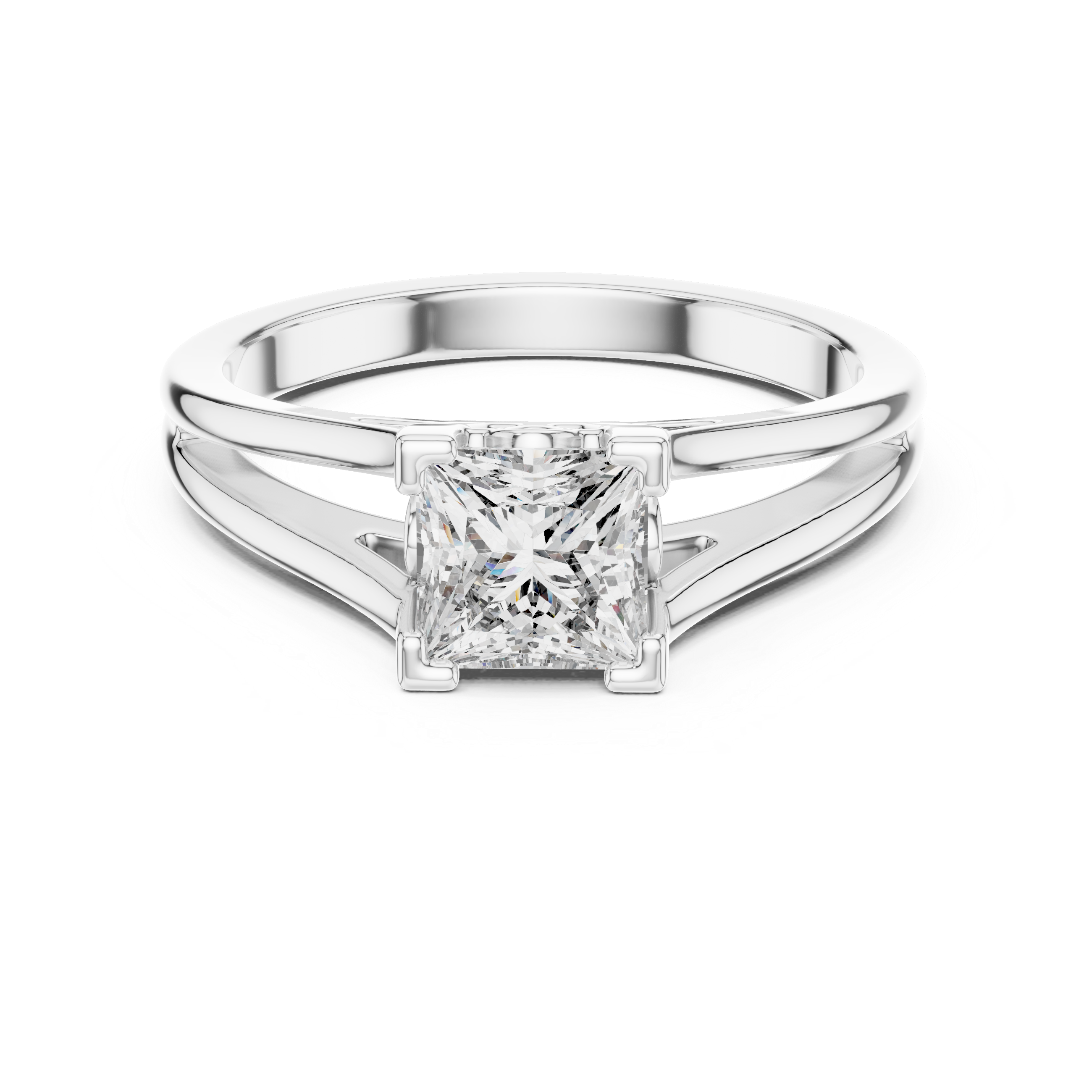 14K White Gold 2.0 CT Asscher Lab Grown Diamond Solitaire Engagement Ring