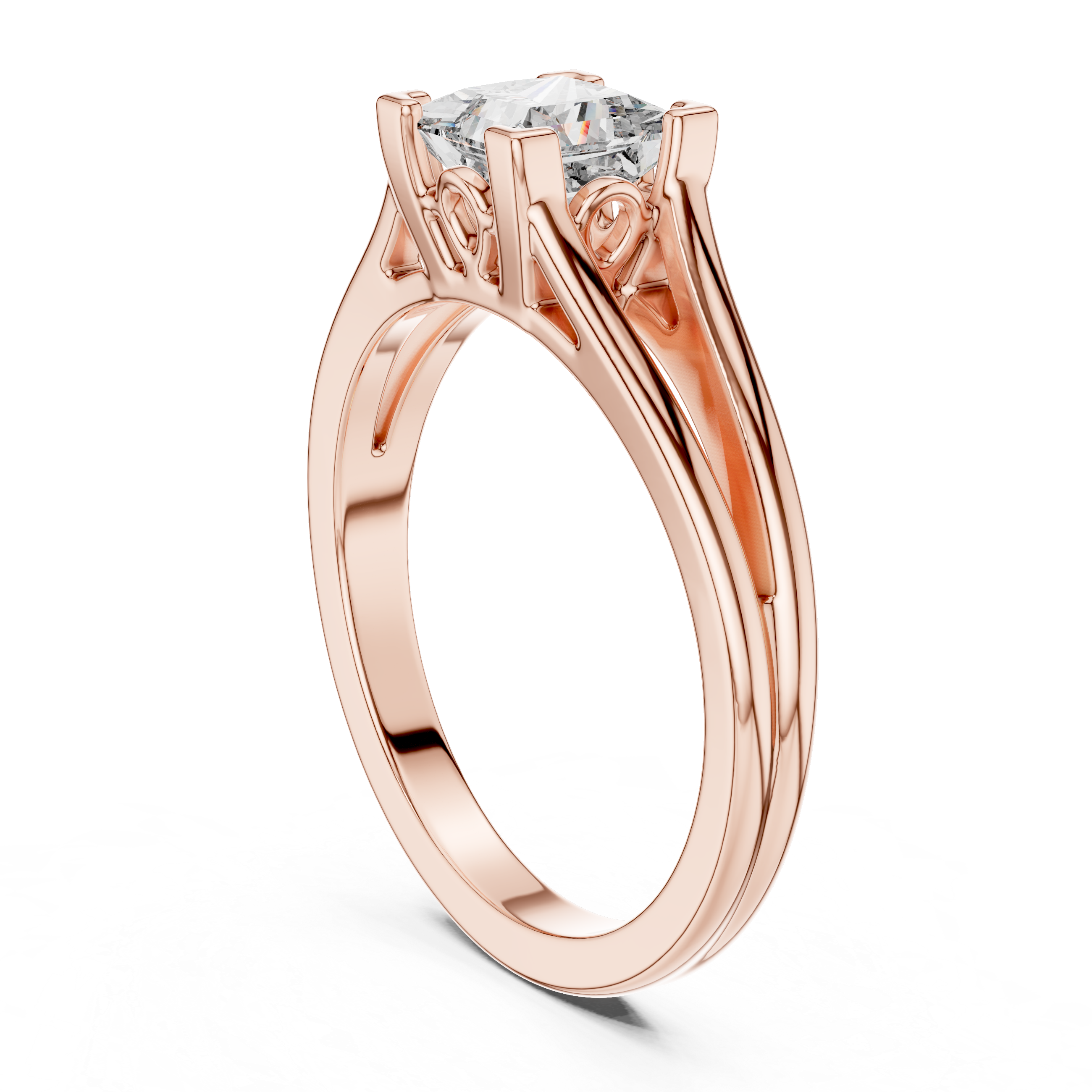 14K White Gold 2.0 CT Asscher Lab Grown Diamond Solitaire Engagement Ring