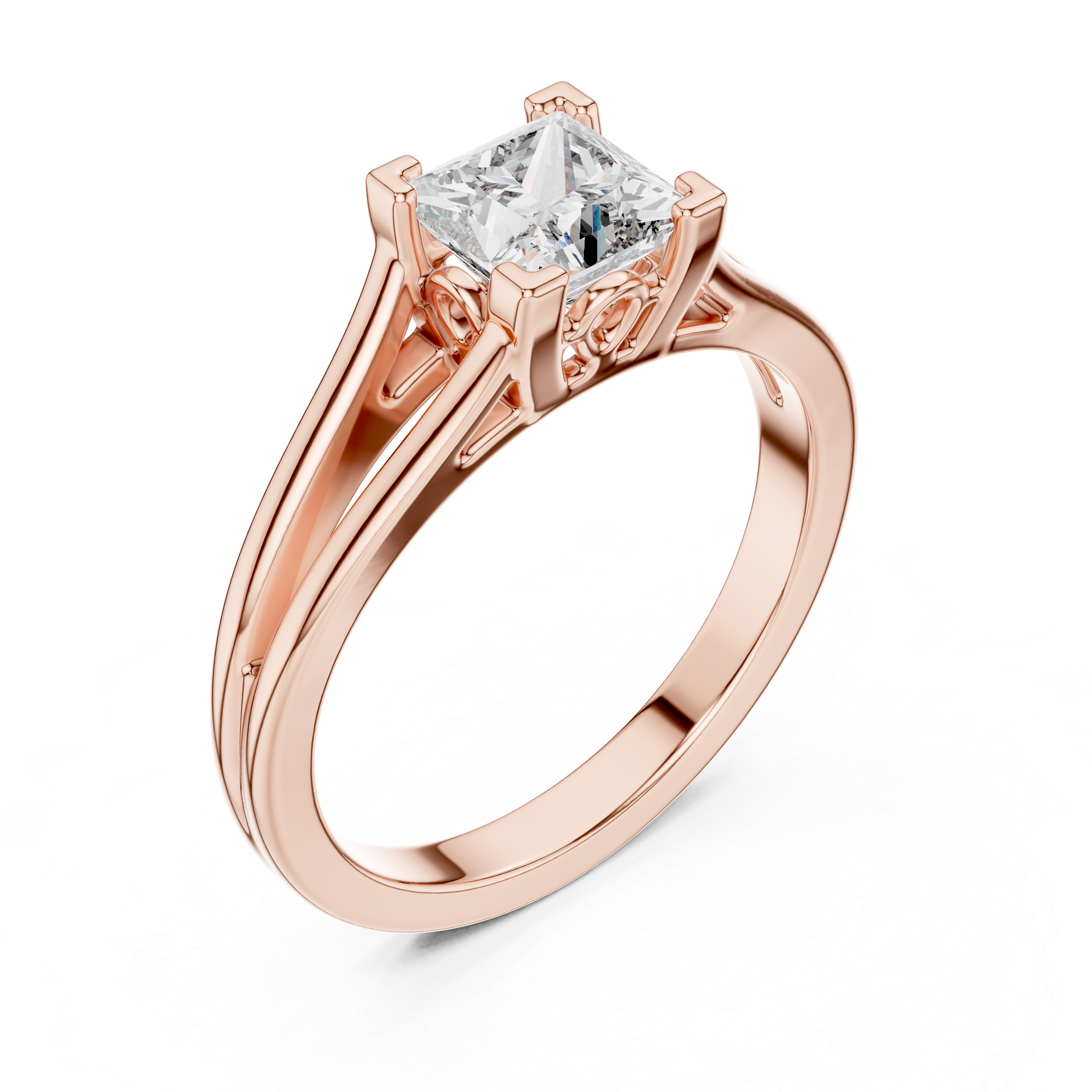 14K White Gold 2.0 CT Asscher Lab Grown Diamond Solitaire Engagement Ring