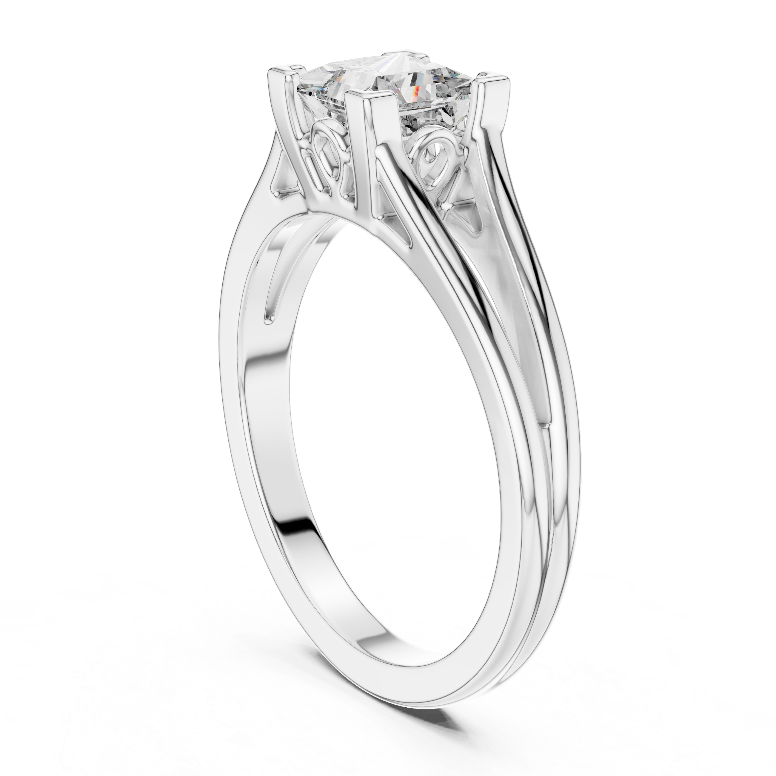 14K White Gold 2.0 CT Asscher Lab Grown Diamond Solitaire Engagement Ring
