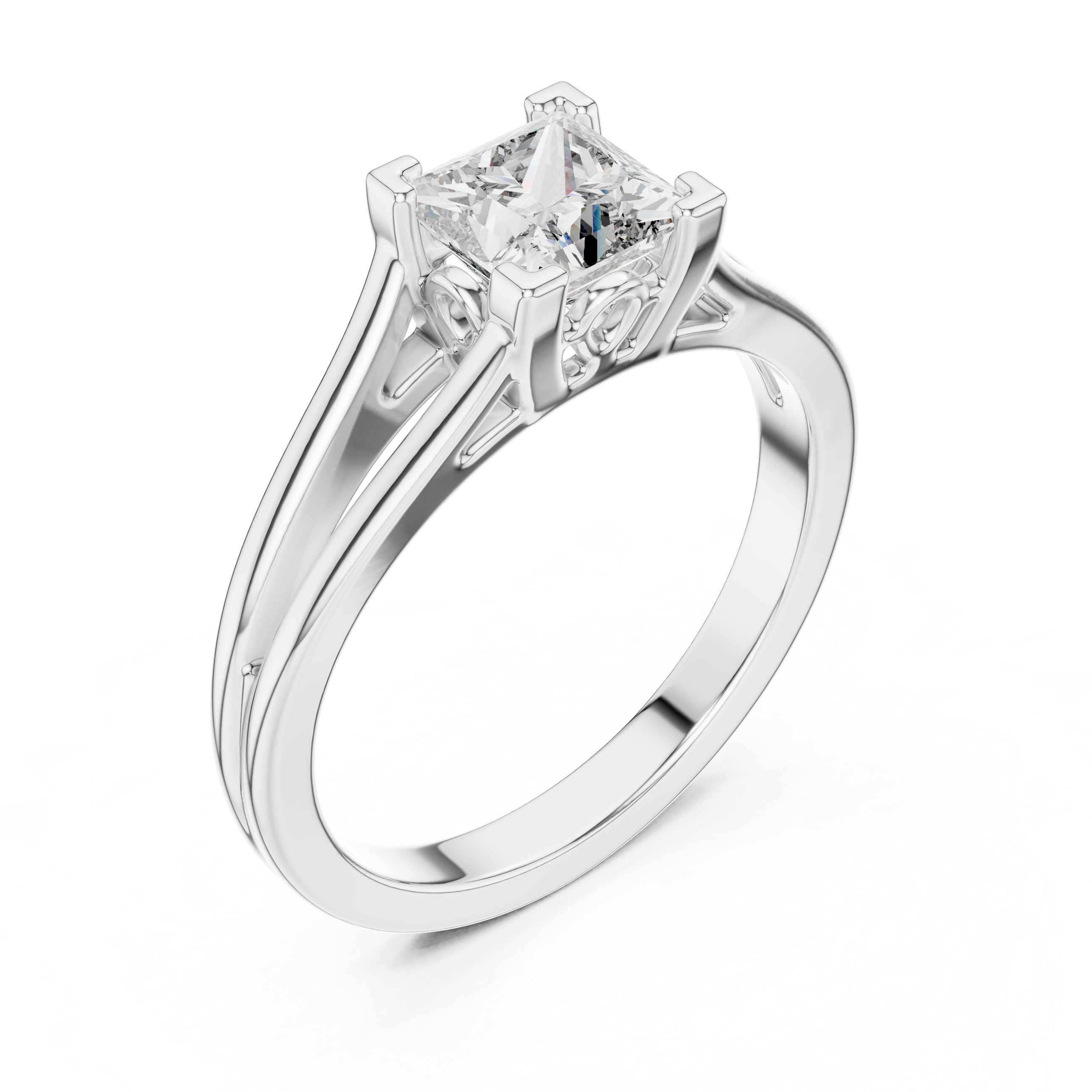 14K White Gold 2.0 CT Asscher Lab Grown Diamond Solitaire Engagement Ring