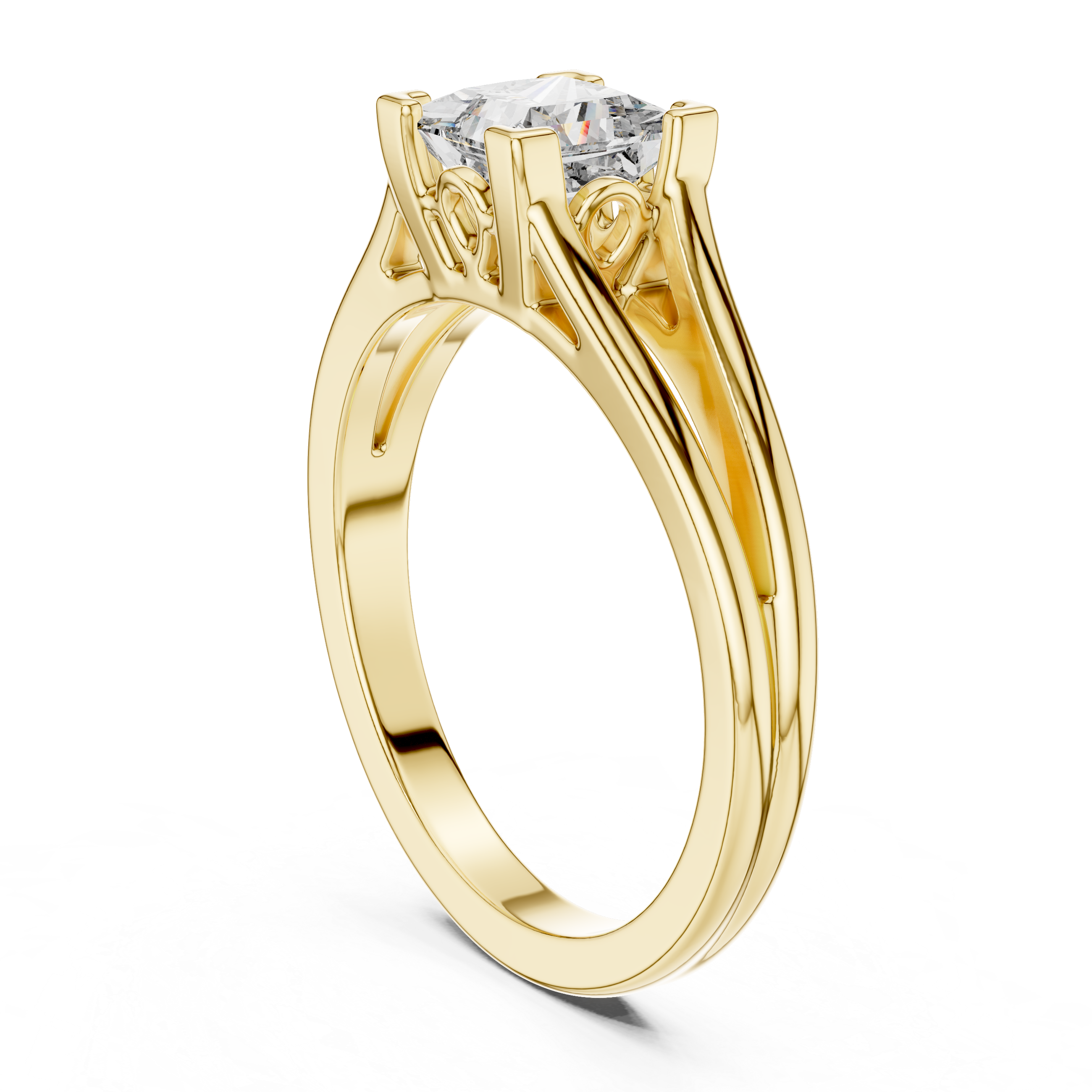 14K White Gold 2.0 CT Asscher Lab Grown Diamond Solitaire Engagement Ring
