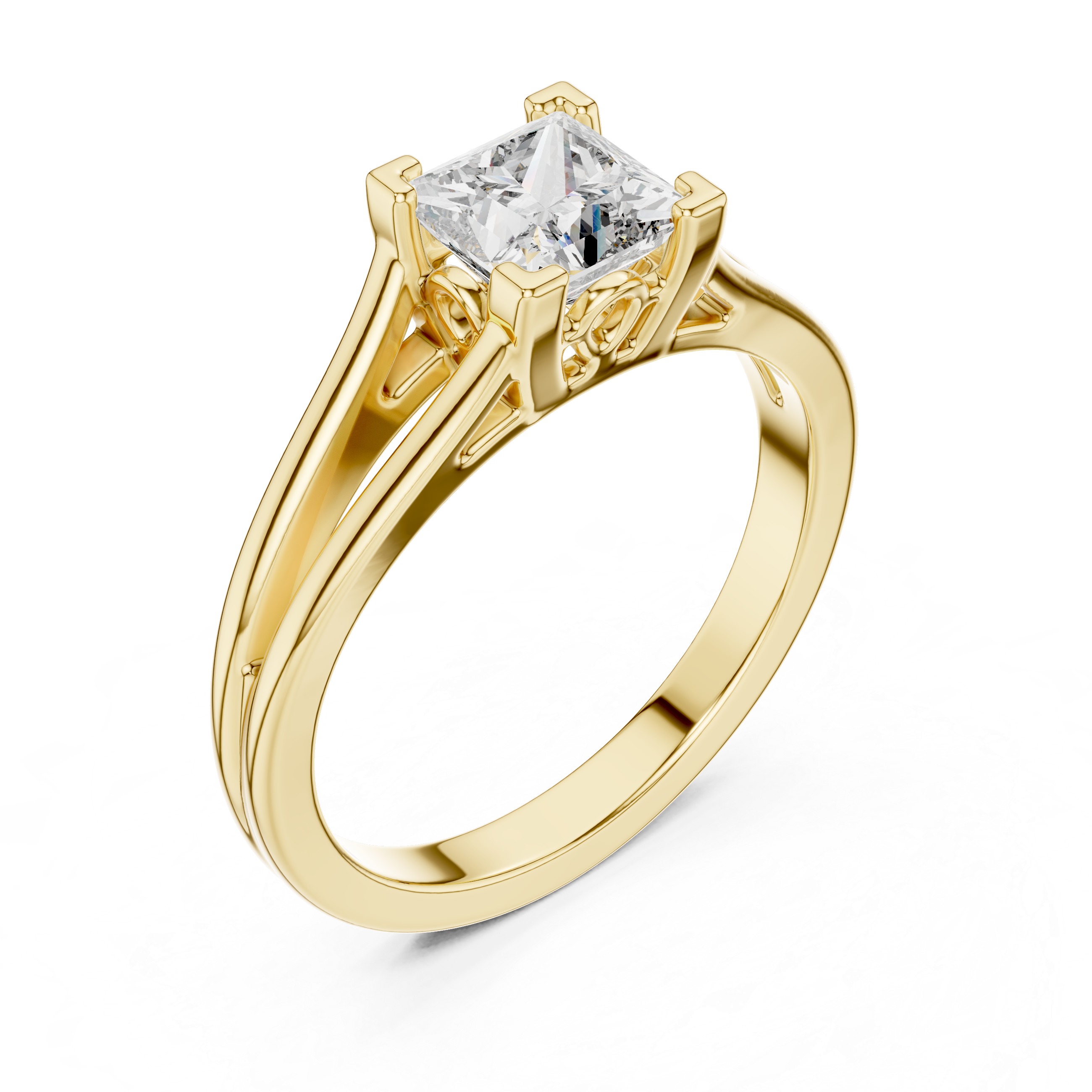 14K White Gold 2.0 CT Asscher Lab Grown Diamond Solitaire Engagement Ring