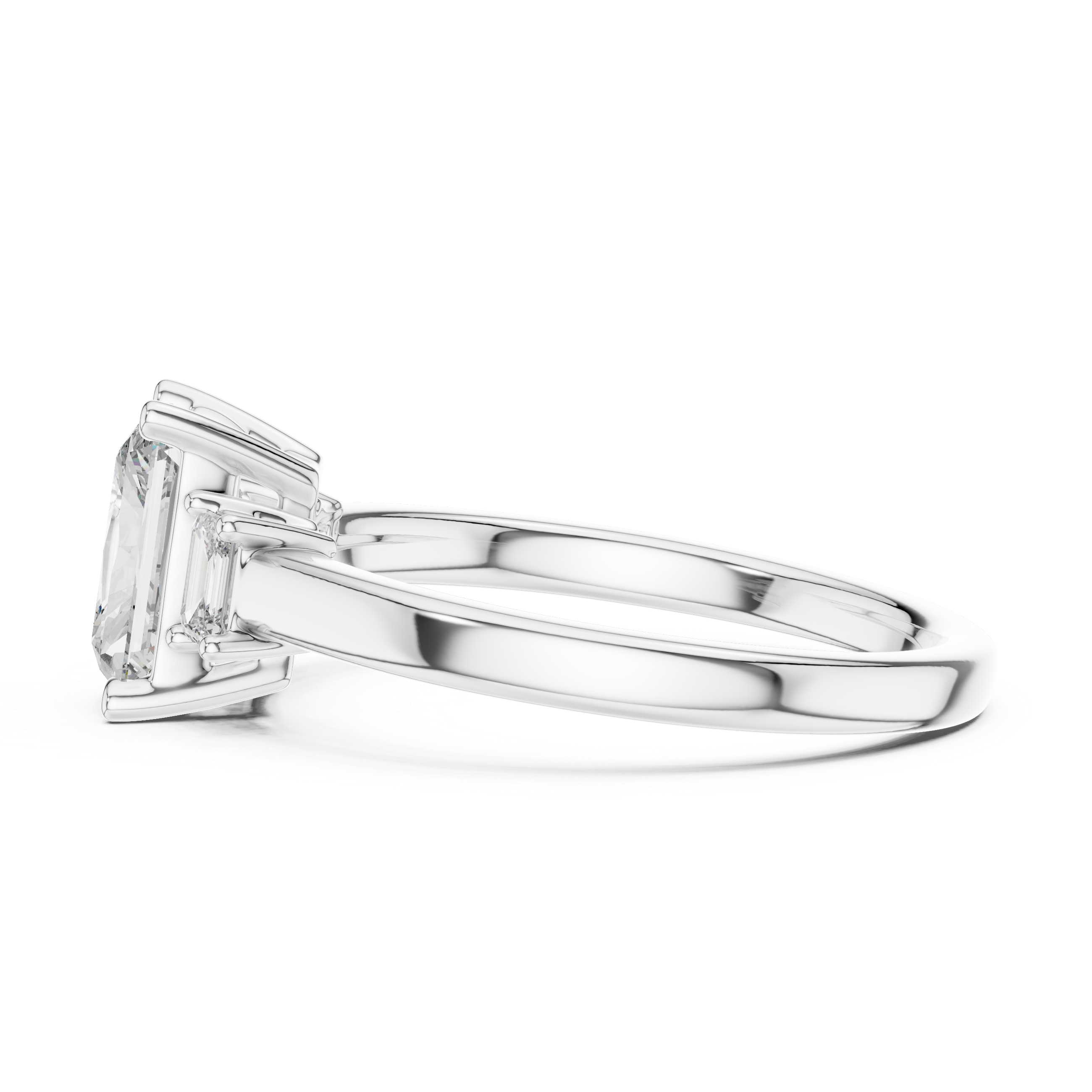 Emerald Lab Grown Diamond Three-Stone Engagement Ring
