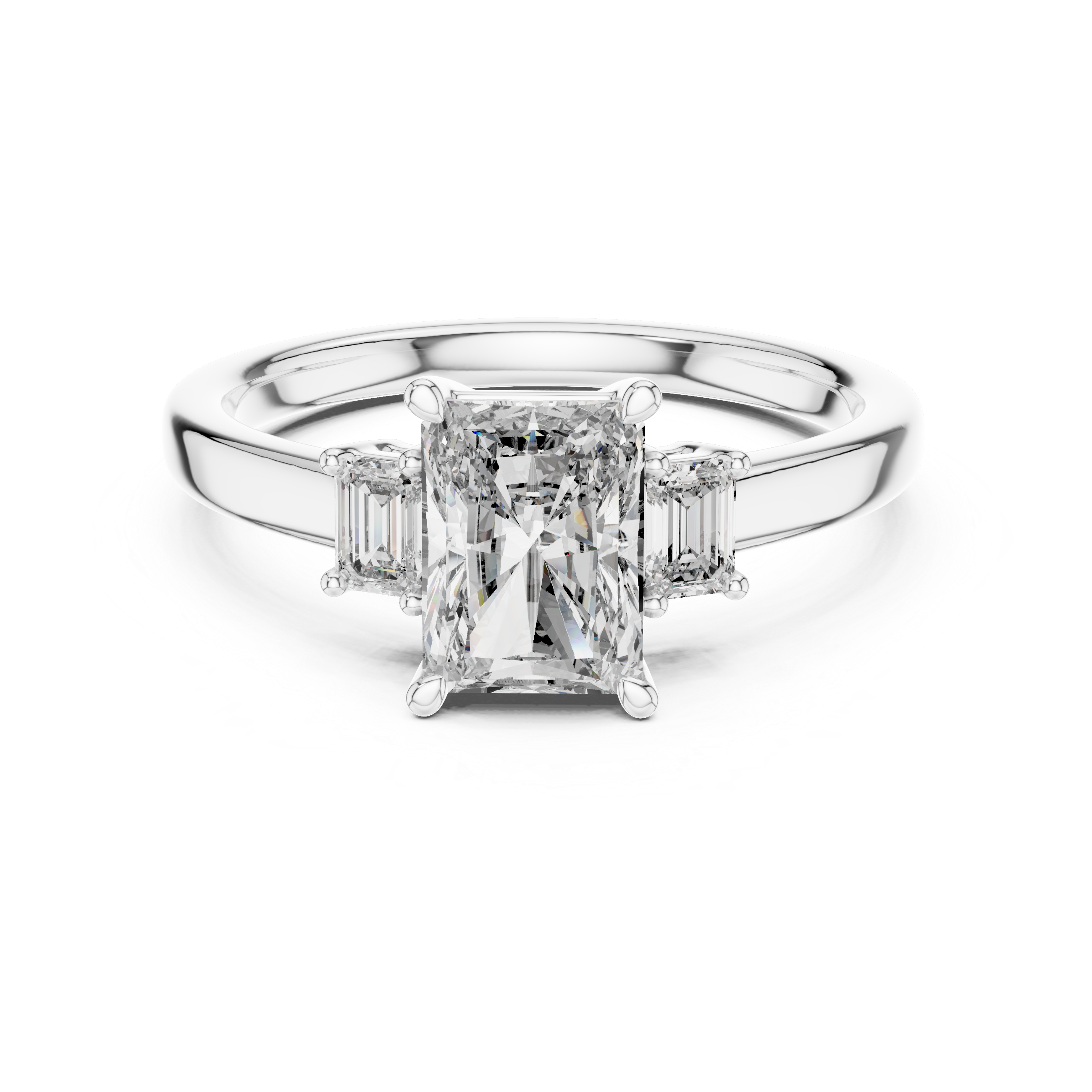Emerald Lab Grown Diamond Three-Stone Engagement Ring