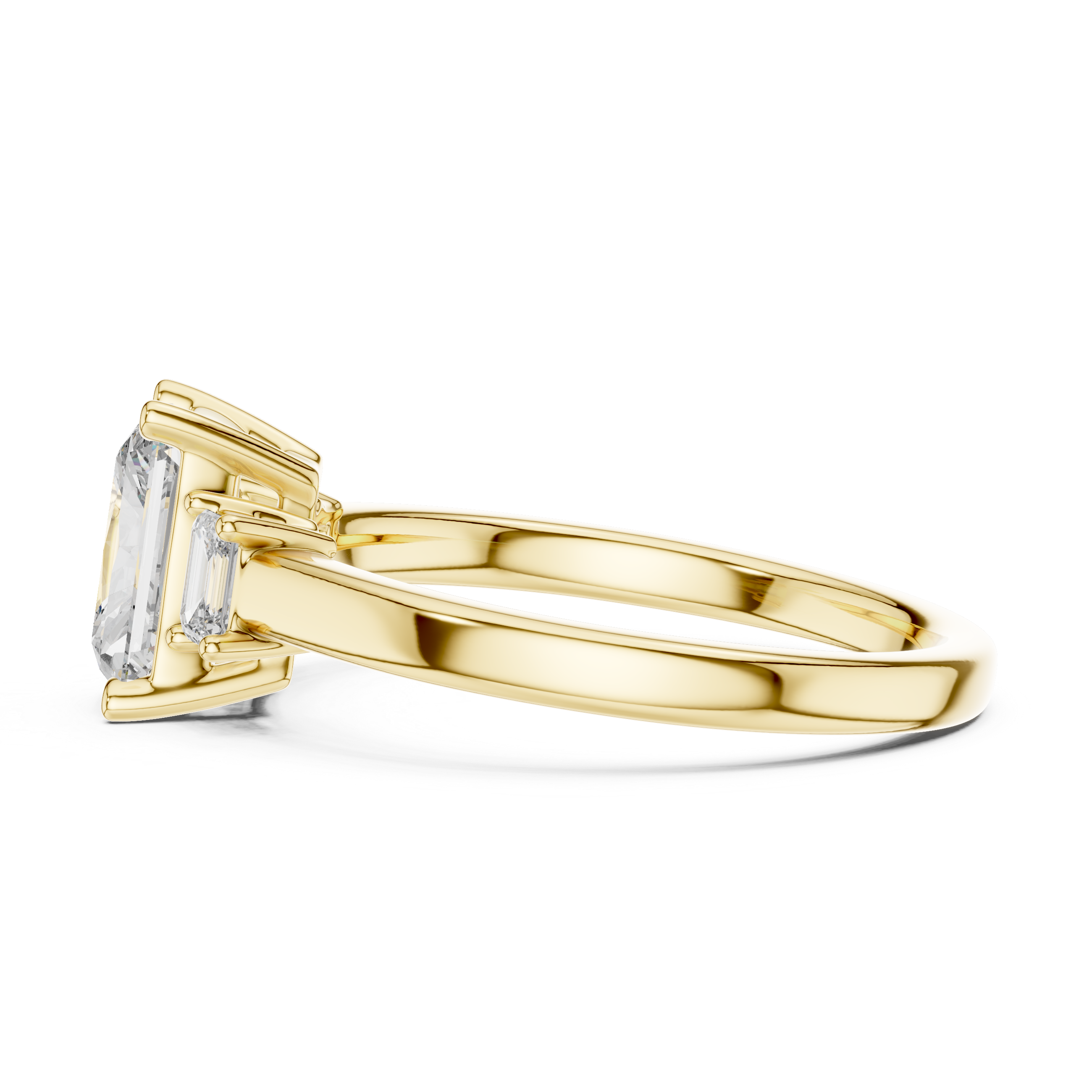 Emerald Lab Grown Diamond Three-Stone Engagement Ring
