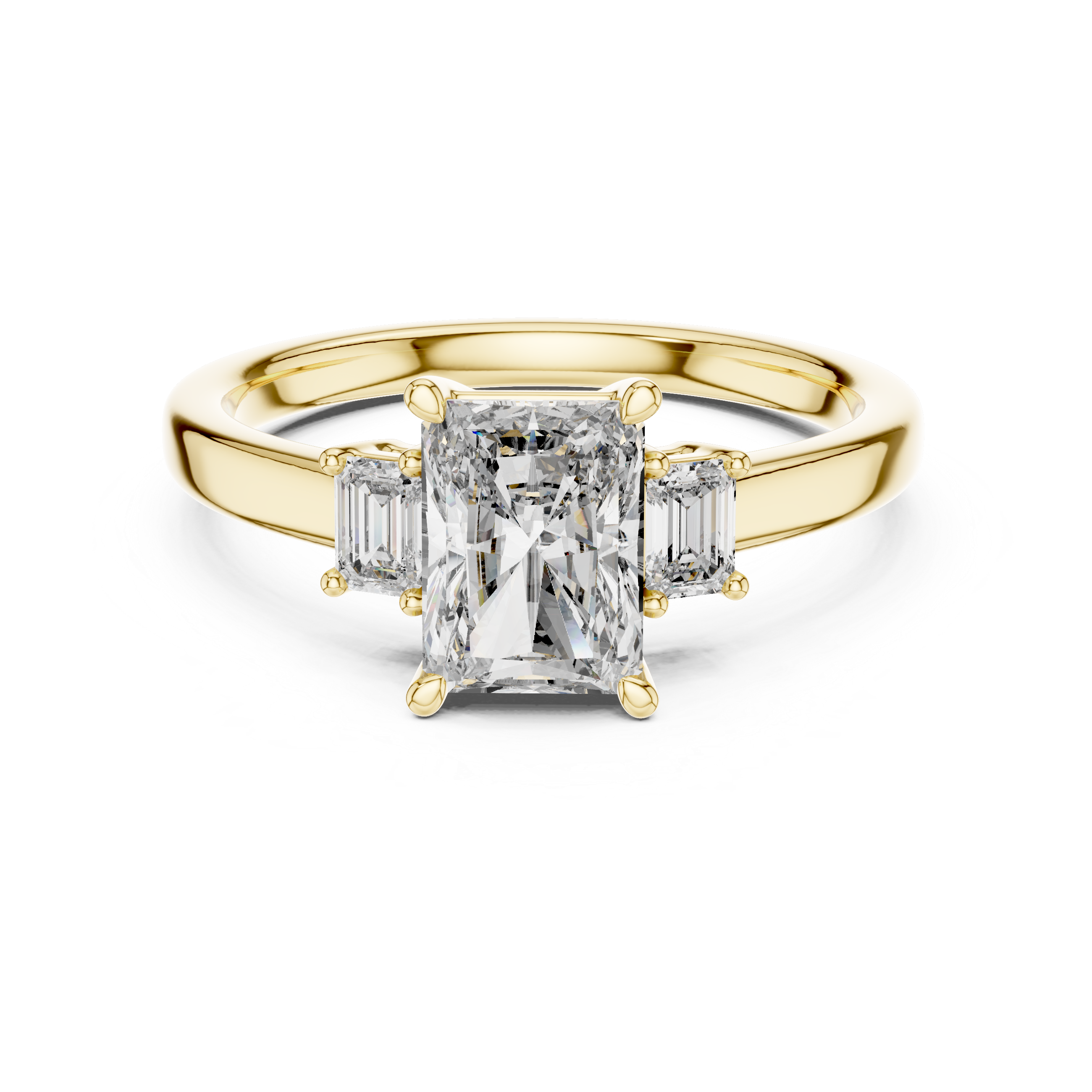 Emerald Lab Grown Diamond Three-Stone Engagement Ring