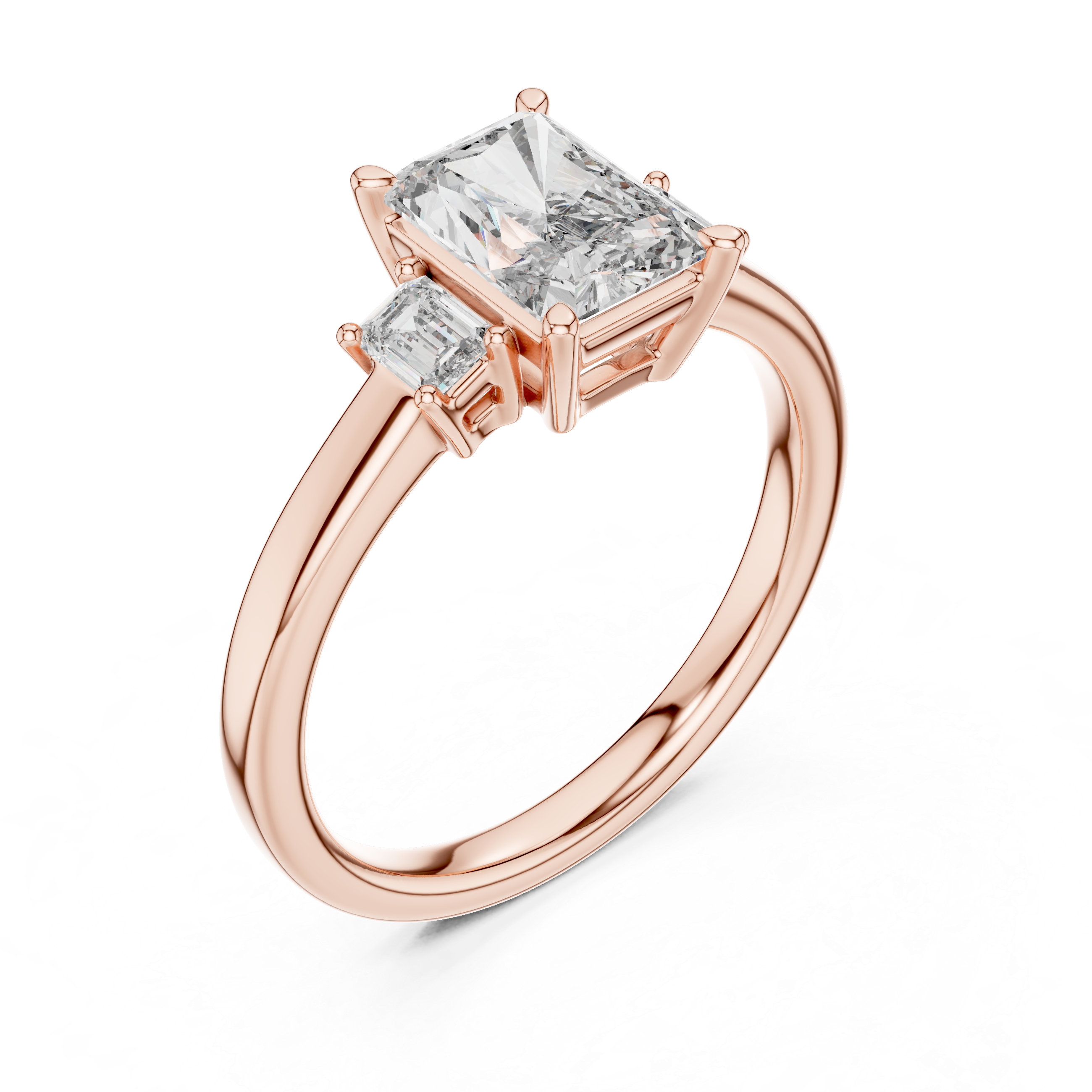 Emerald Lab Grown Diamond Three-Stone Engagement Ring