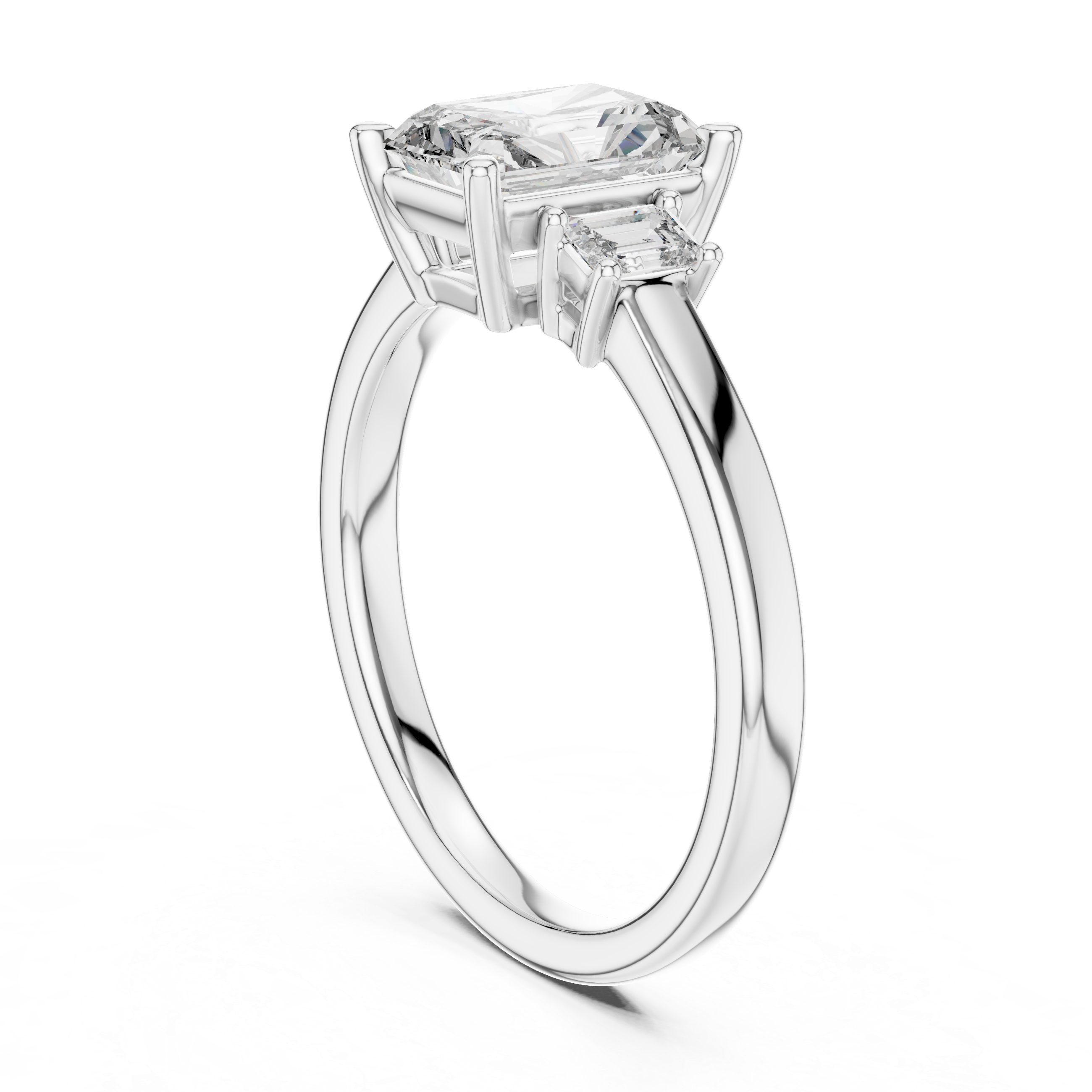 Emerald Lab Grown Diamond Three-Stone Engagement Ring