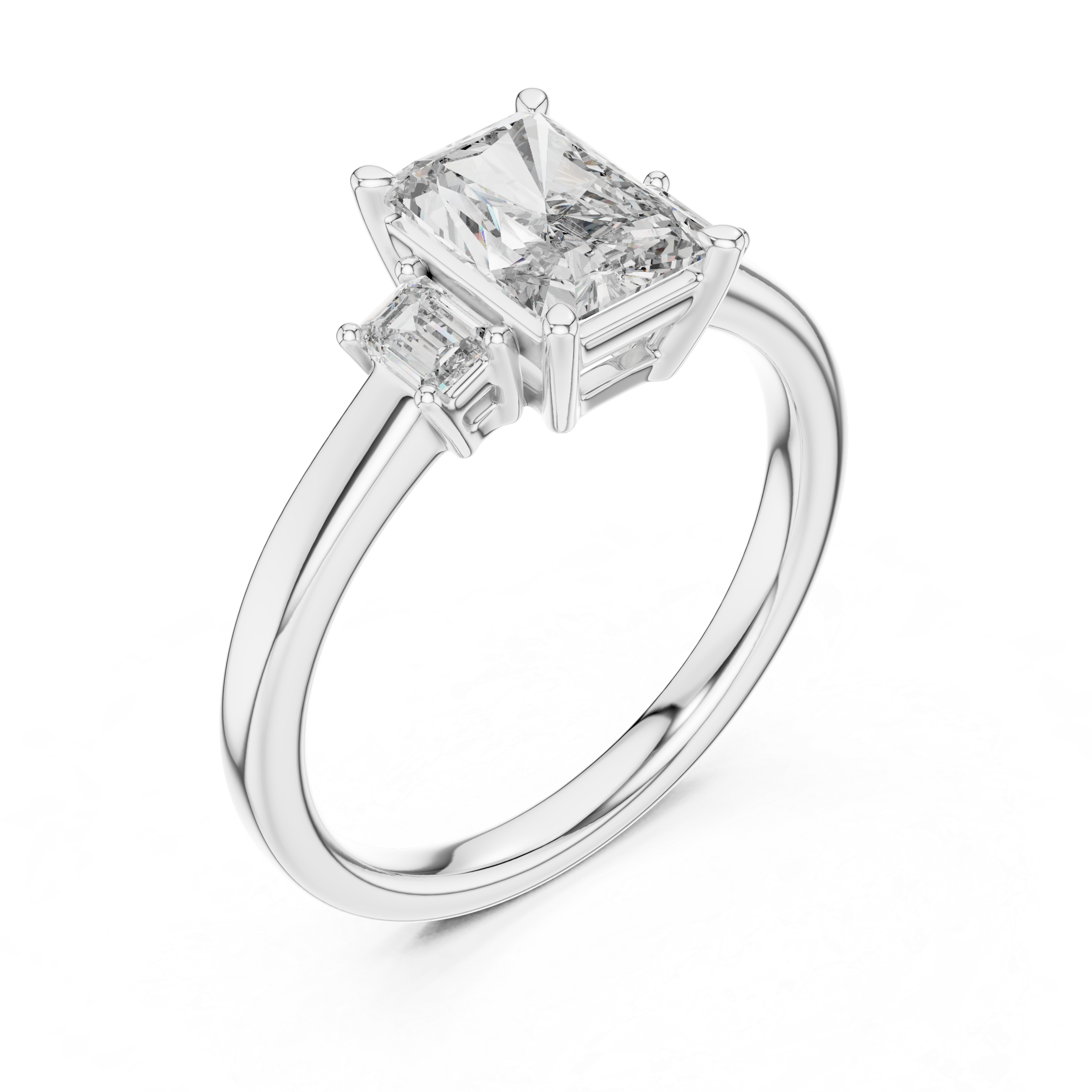 Emerald Lab Grown Diamond Three-Stone Engagement Ring