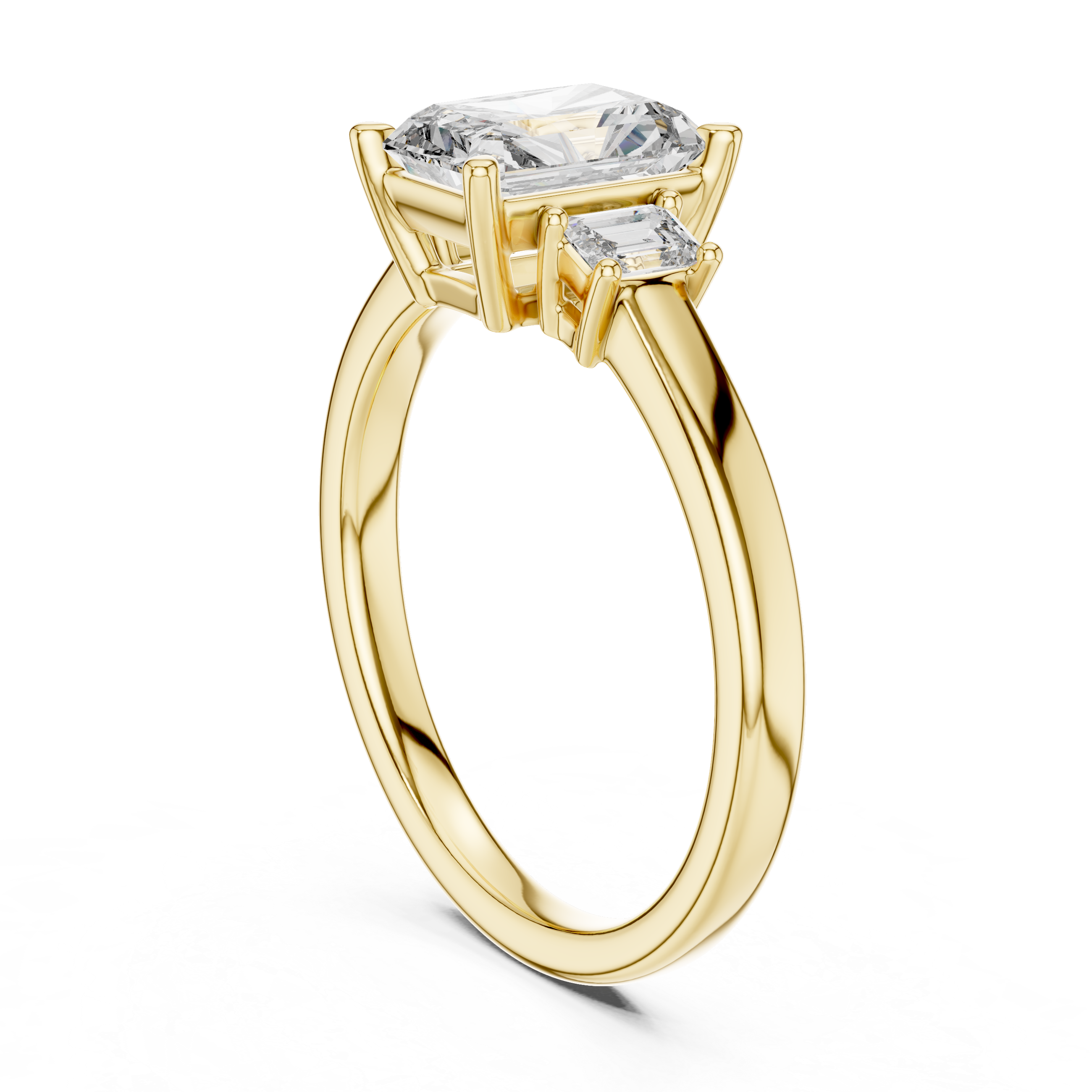 Emerald Lab Grown Diamond Three-Stone Engagement Ring