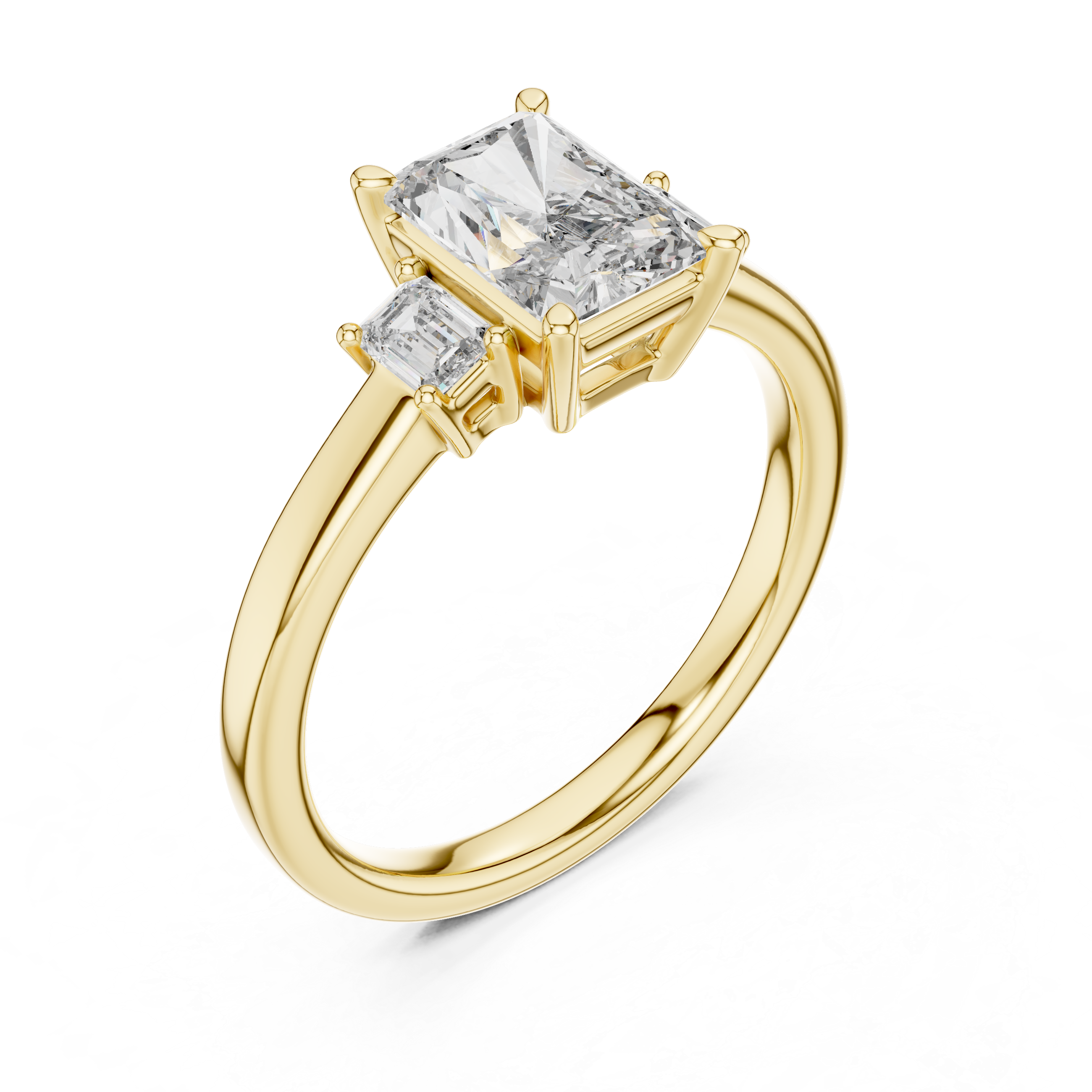 Emerald Lab Grown Diamond Three-Stone Engagement Ring