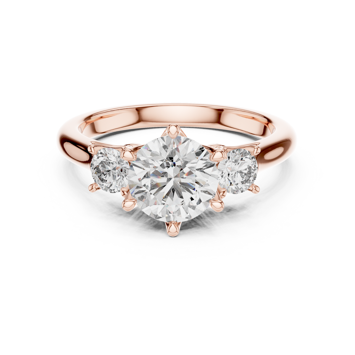 Round Lab Grown Diamond Three-Stone Engagement Ring