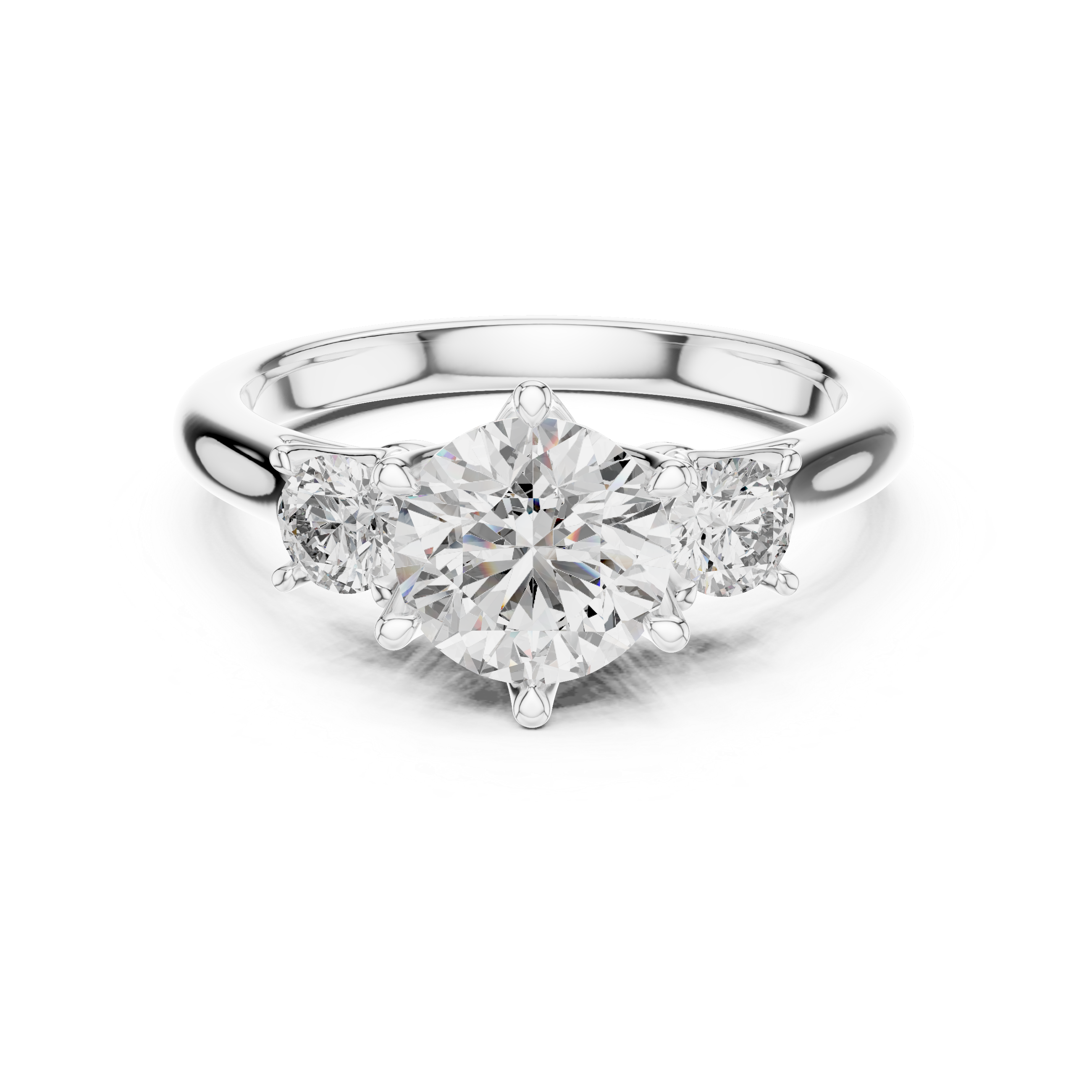 Round Lab Grown Diamond Three-Stone Engagement Ring