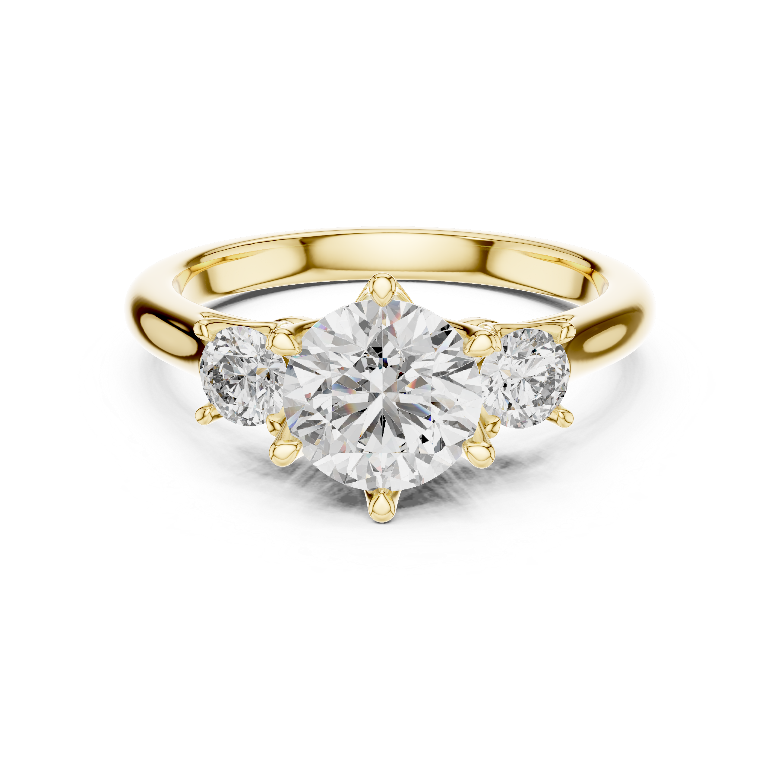 Round Lab Grown Diamond Three-Stone Engagement Ring