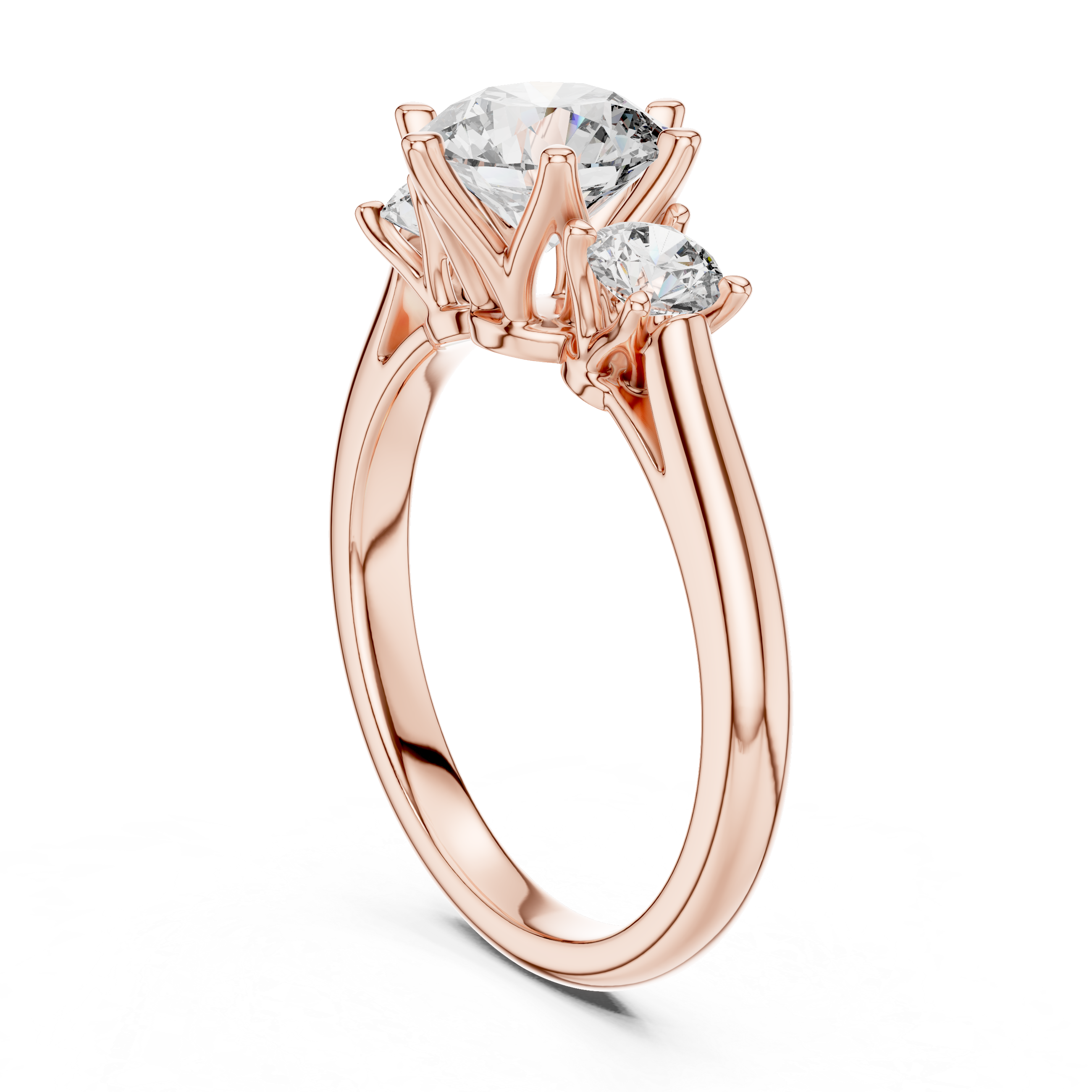 Round Lab Grown Diamond Three-Stone Engagement Ring