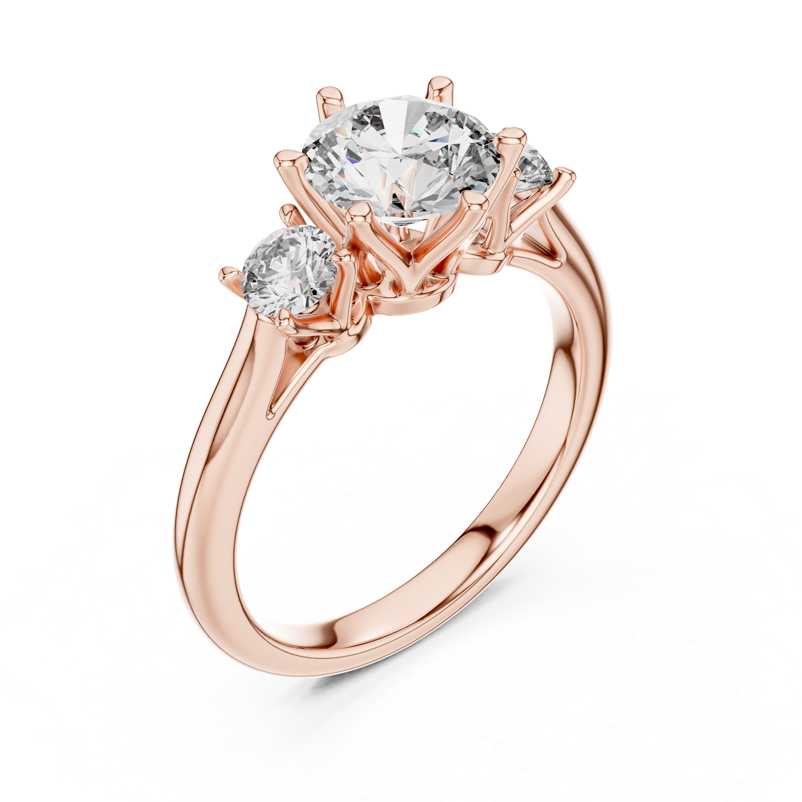 Round Lab Grown Diamond Three-Stone Engagement Ring