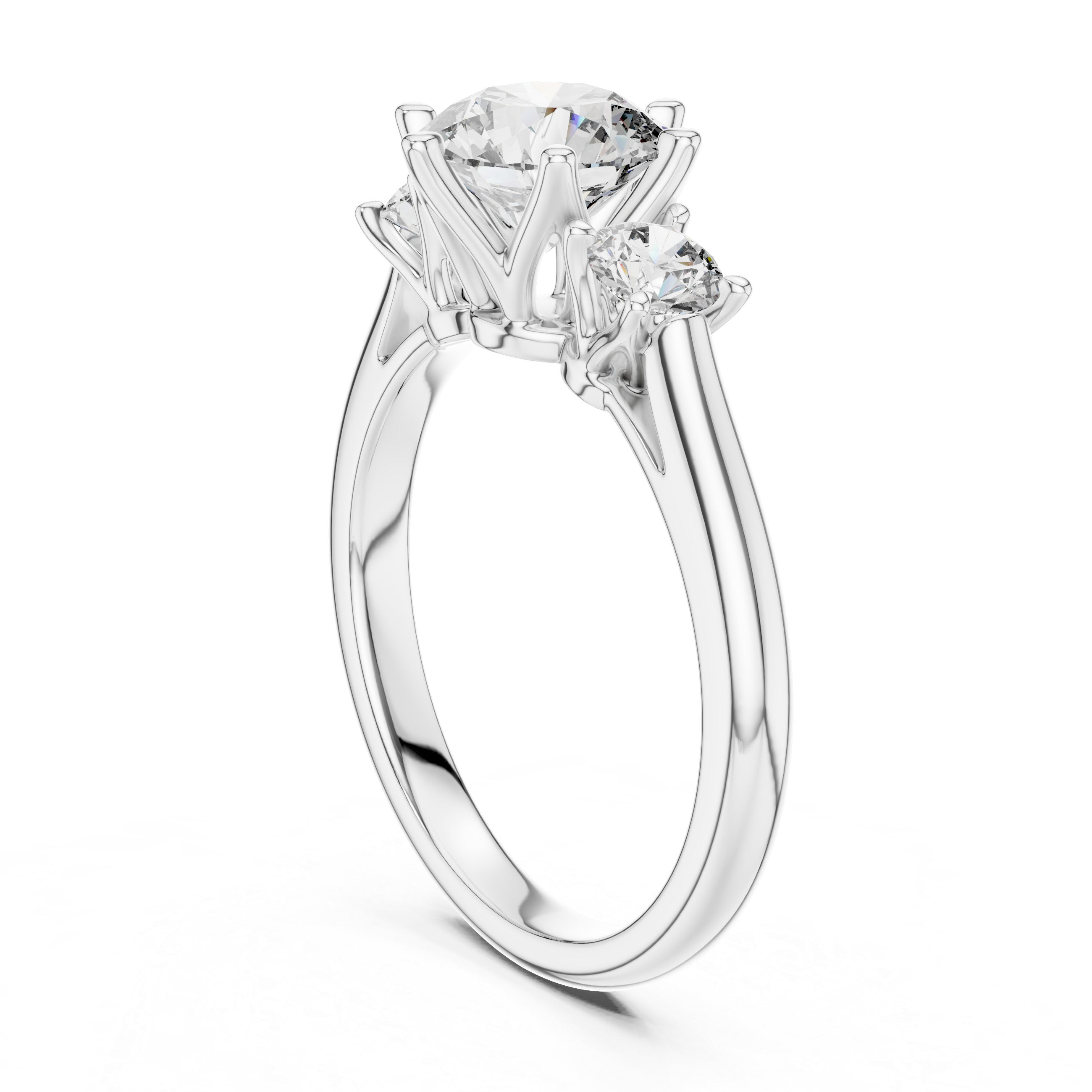 Round Lab Grown Diamond Three-Stone Engagement Ring