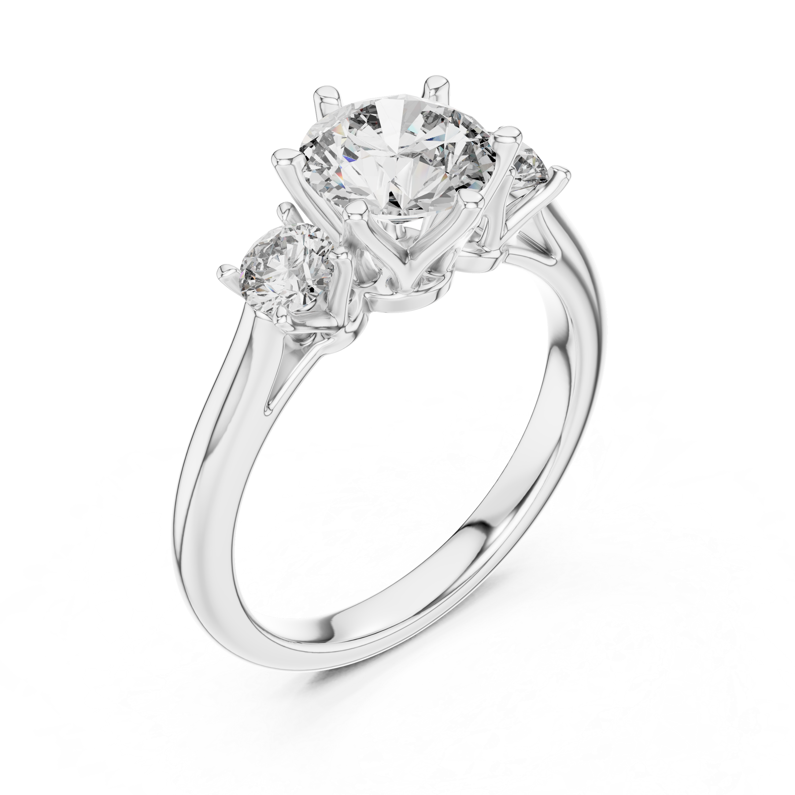 Round Lab Grown Diamond Three-Stone Engagement Ring