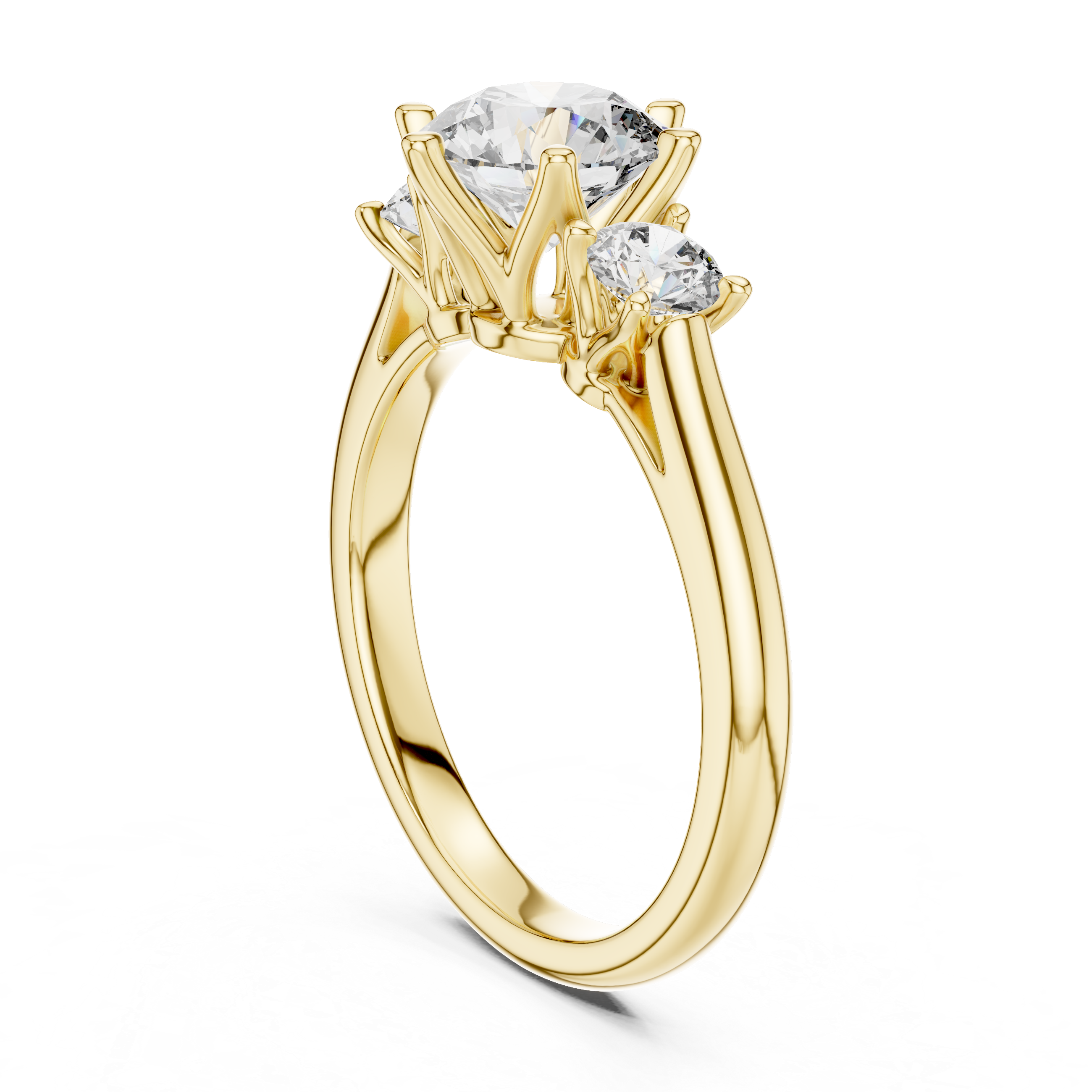 Round Lab Grown Diamond Three-Stone Engagement Ring