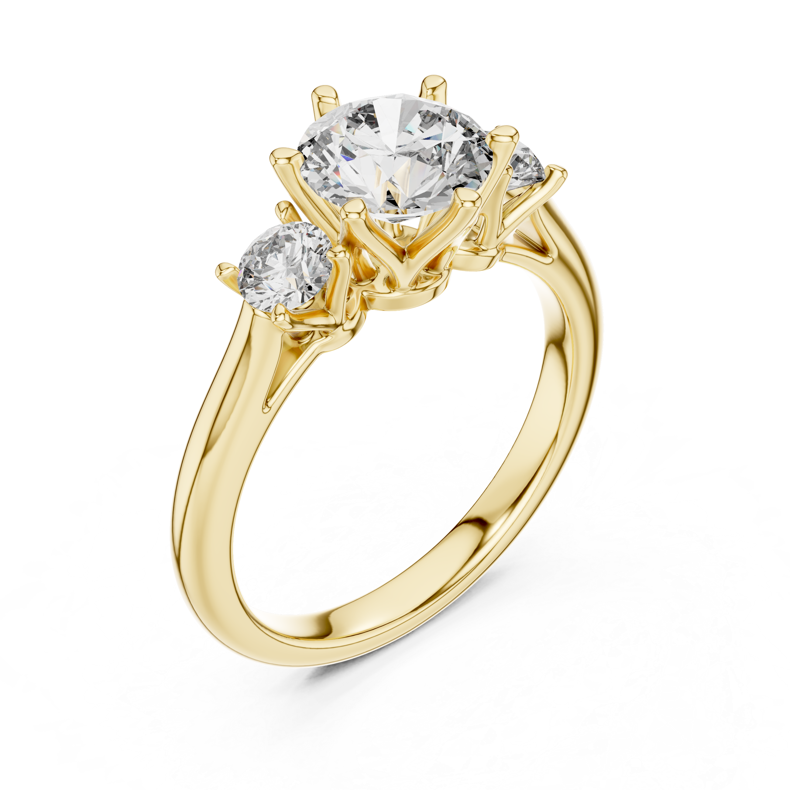 Round Lab Grown Diamond Three-Stone Engagement Ring