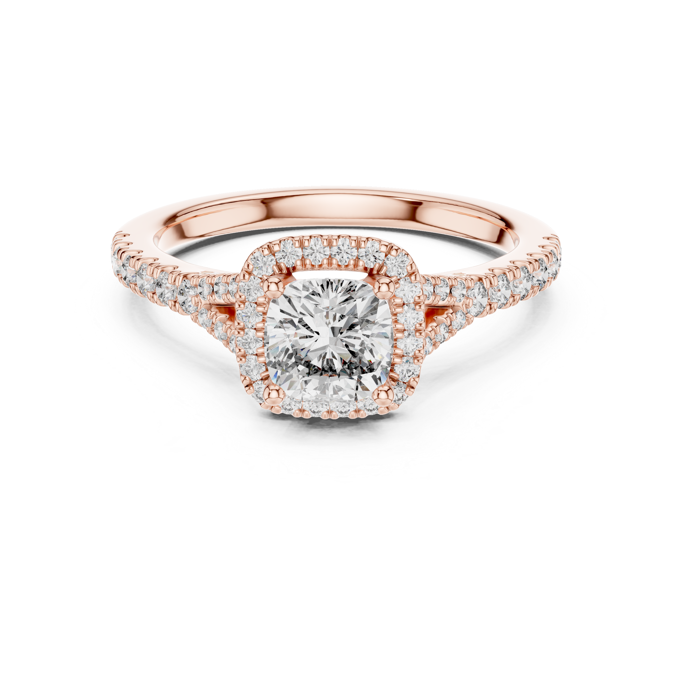 Round Lab Grown Diamond Halo Engagement Ring