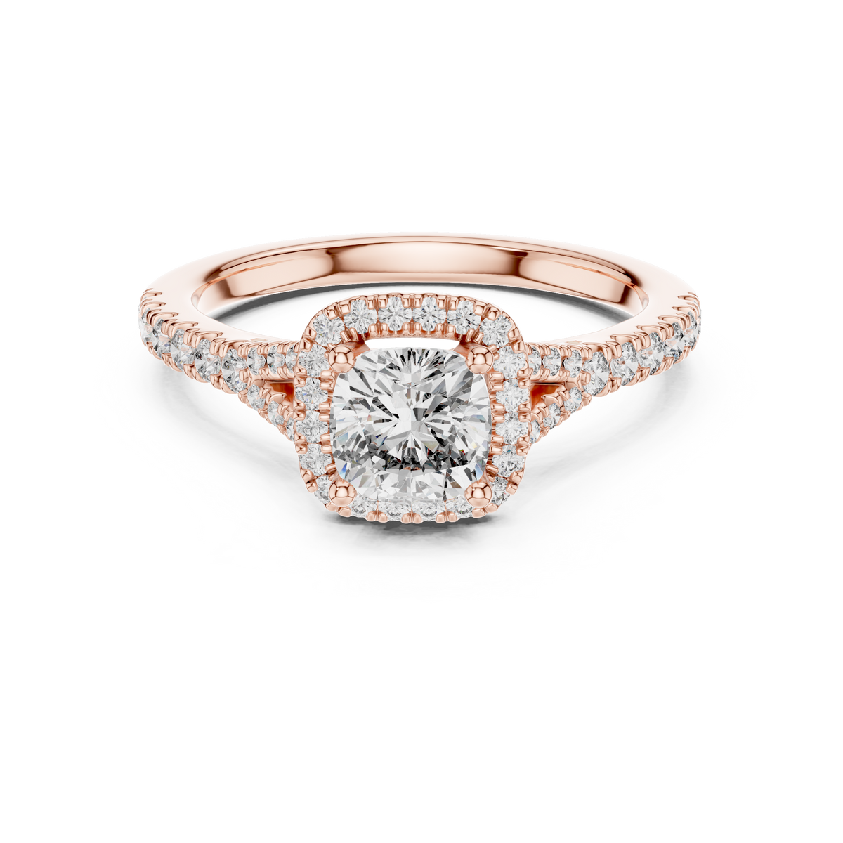 Round Lab Grown Diamond Halo Engagement Ring