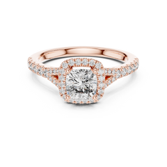 Round Lab Grown Diamond Halo Engagement Ring