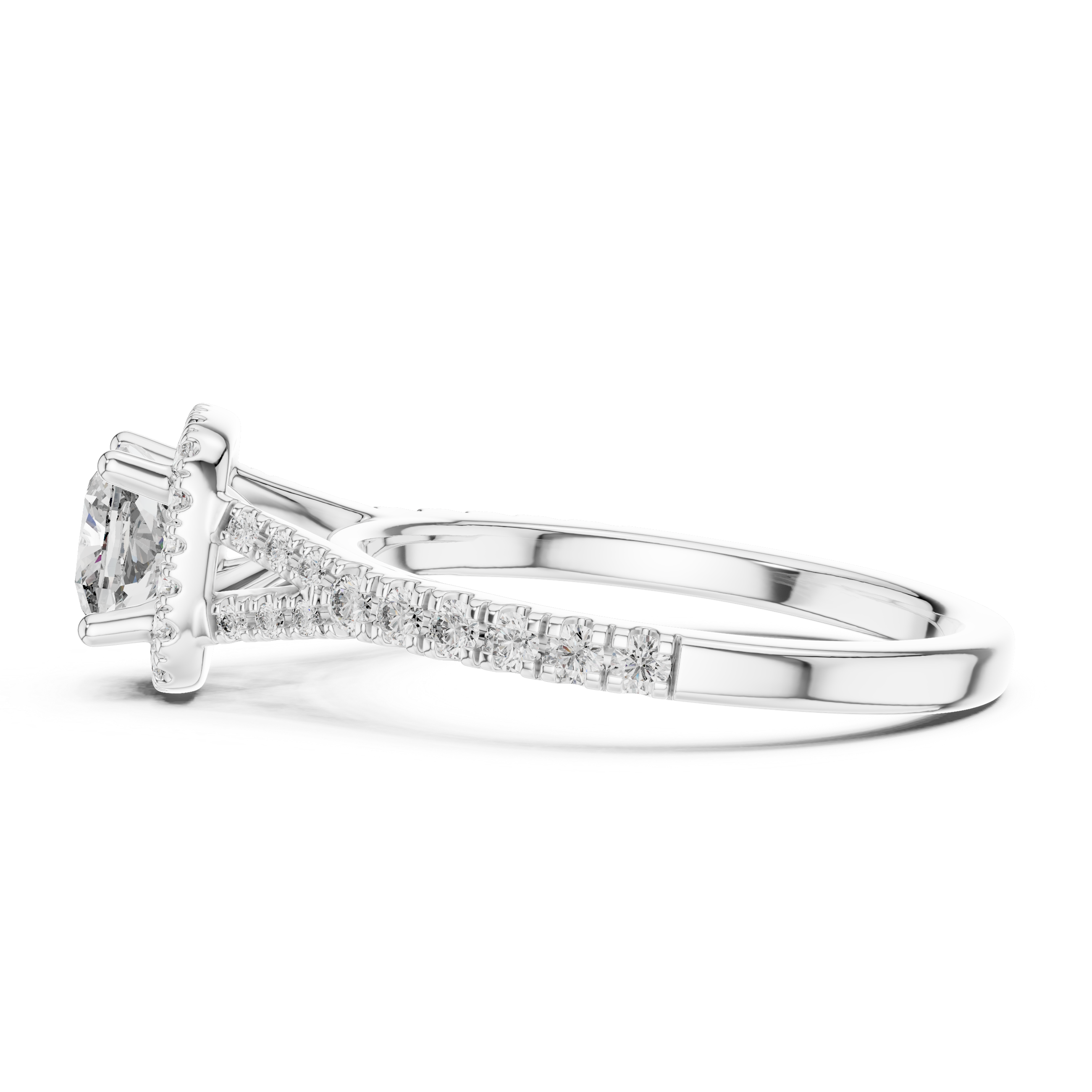 Round Lab Grown Diamond Halo Engagement Ring