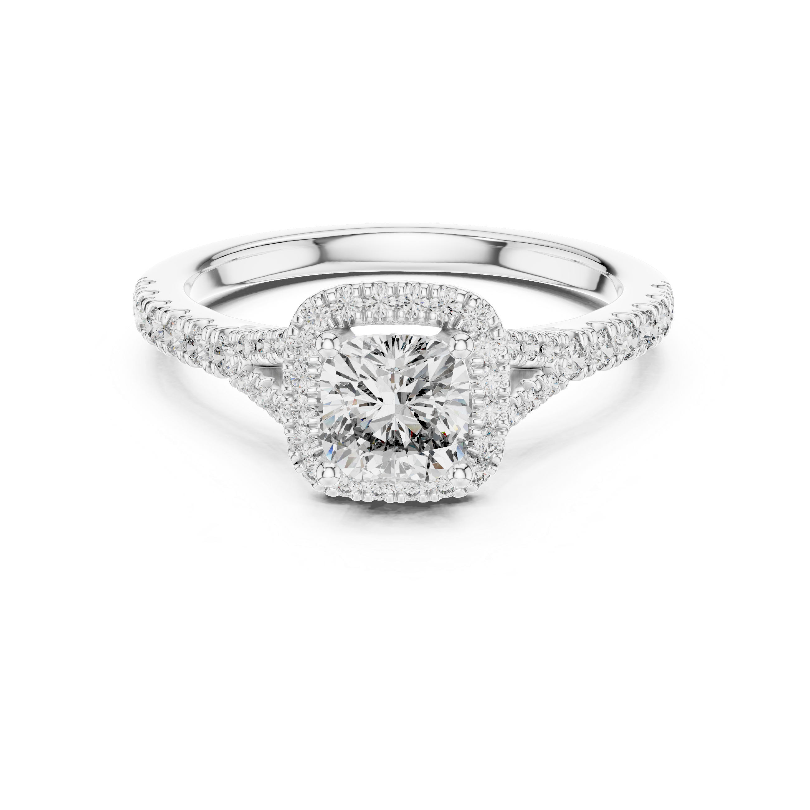 Round Lab Grown Diamond Halo Engagement Ring